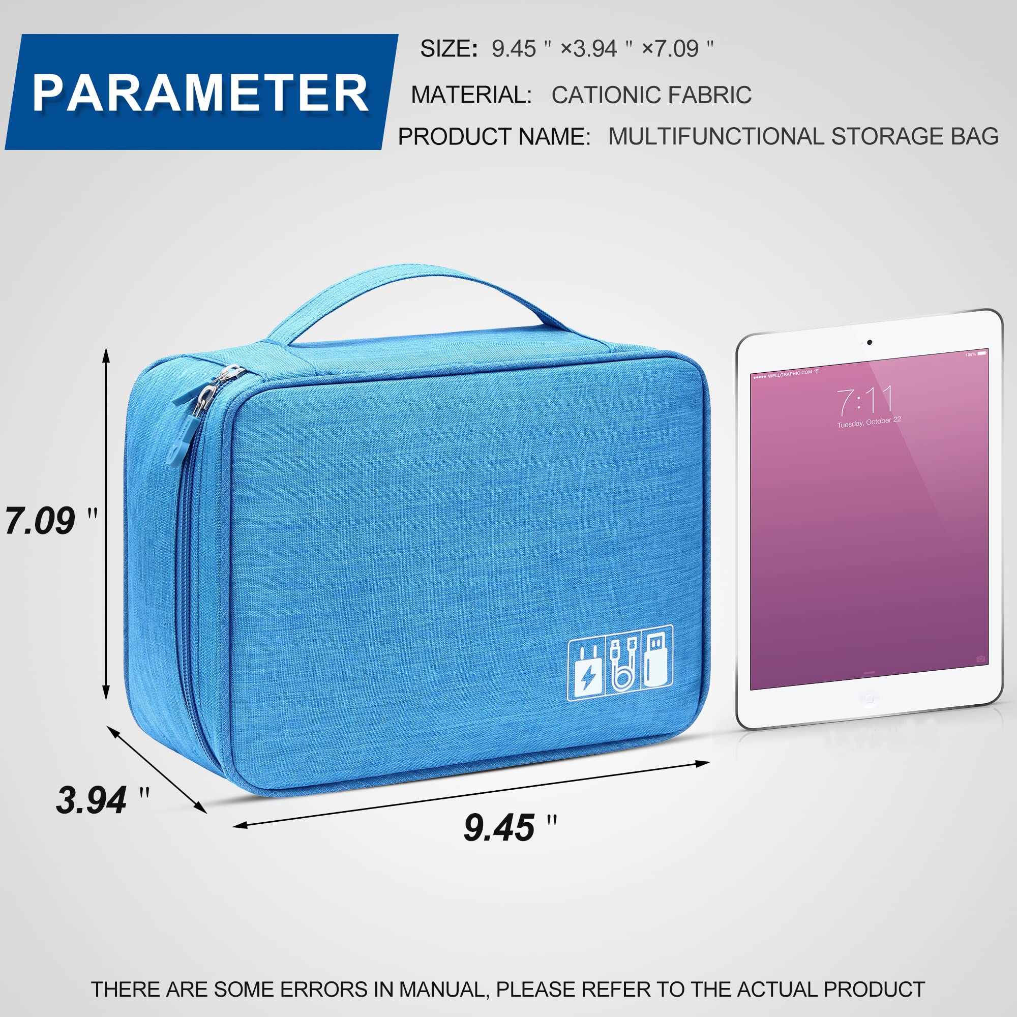 Waterproof Electronics Organizer Bag - Universal Travel Cable Storage Case for Charger, Phone, USB, SD Card, Hard Drives, Power Bank & Cords | Perfect for Business Trips, Camping & Daily Organization