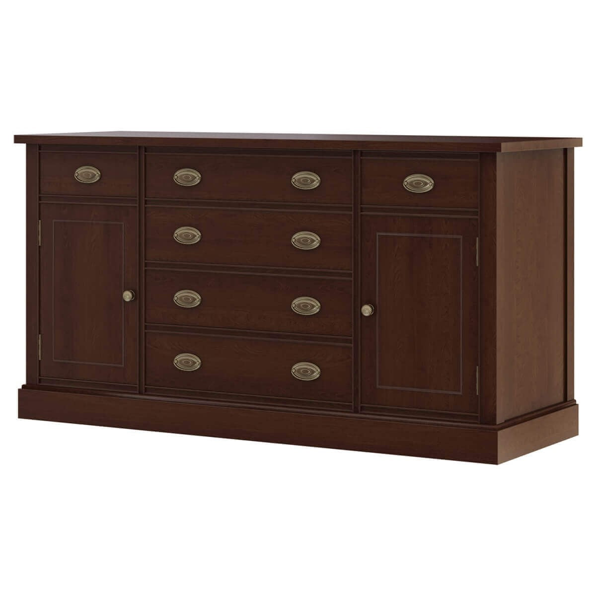 Solid Wood 6-Drawer Buffet Sideboard Cabinet - Handcrafted Indian Teak Wood Dining Room Storage Furniture for Home & Restaurant Use
