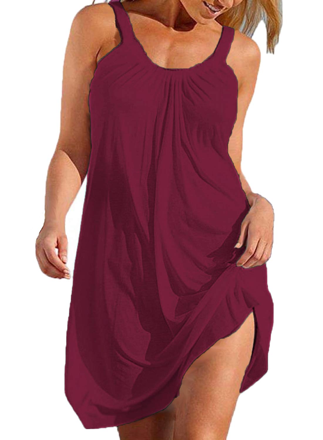 Bluetime Women's Sleeveless Halter Floral Beach Cover Up Dress - Lightweight Swimsuit Coverup for Pool, Vacation & Summer Outfits