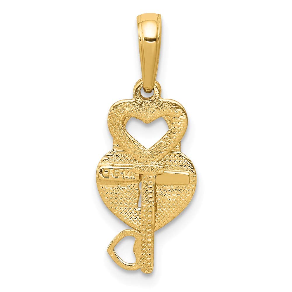 14k Solid Yellow Gold Heart Key & Lock Charm Pendant Necklace - Romantic Gift for Valentine's Day, Anniversary & Couple Jewelry