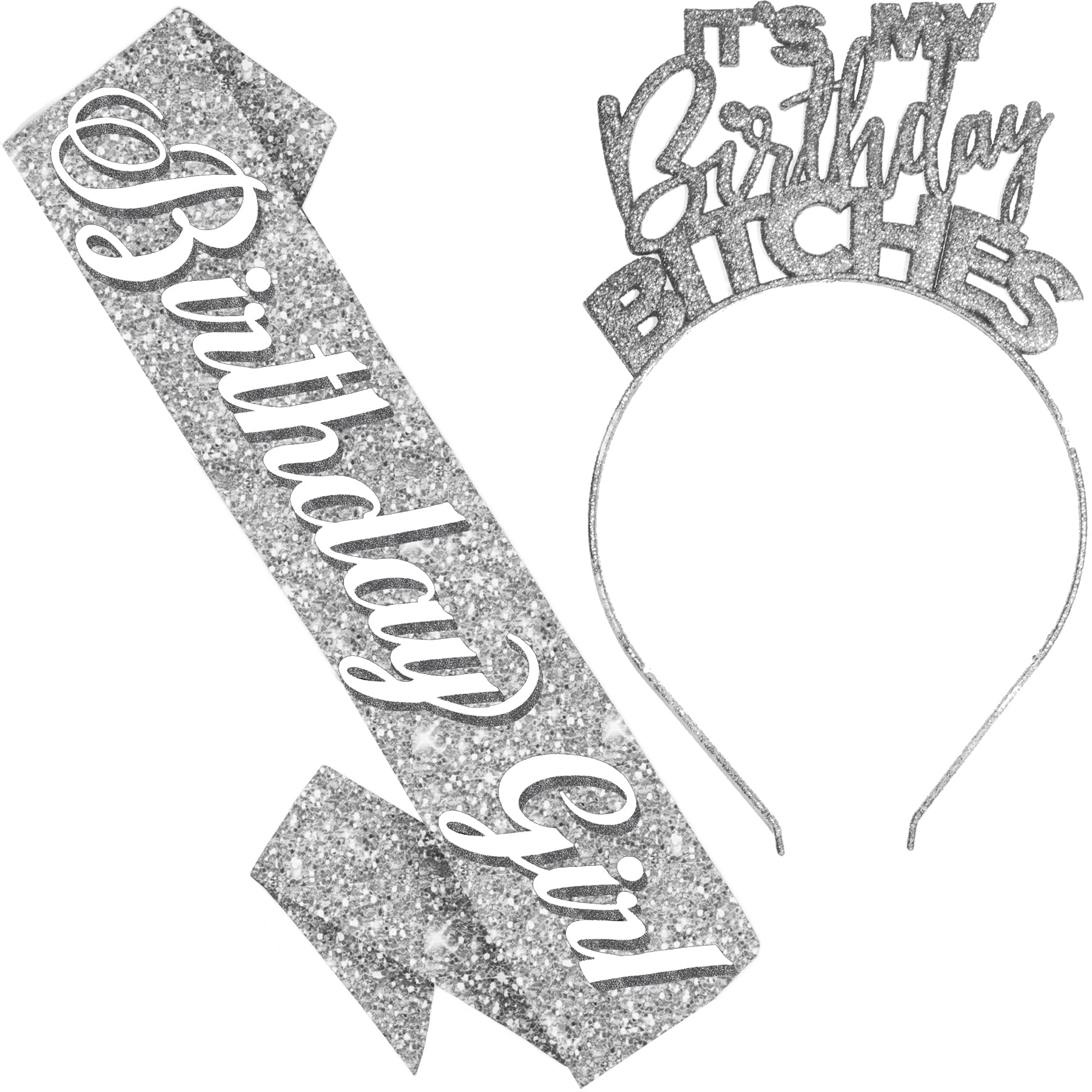 Sparkly Rhinestone Birthday Sash & Headband Set - Elegant Funny Birthday Gifts for Women - Adult Birthday Party Decorations - Perfect for Bachelorette Parties, Girls' Night Out & Milestone Celebrations