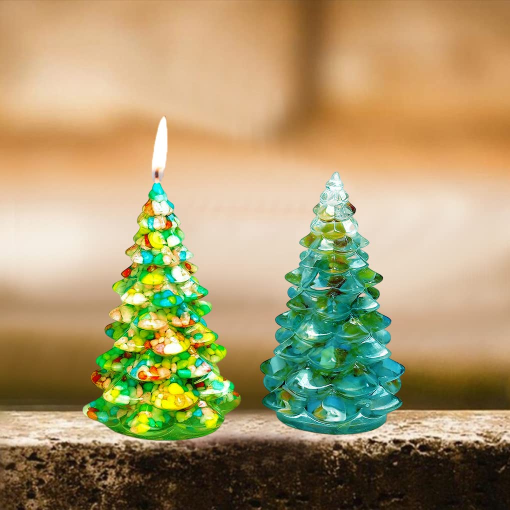 FineInno 2 Pack 3D Christmas Tree Silicone Mold Set - DIY Epoxy Resin, Soap, Candle & Wax Crafting Kit for Holiday Ornaments, Pine Cone Decorations - Perfect for Christmas DIY Projects, Home Decor & Gift Making