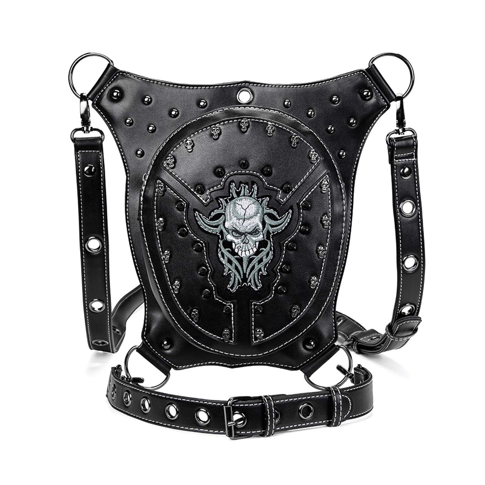 Steampunk Belt Bag for Women & Men - Vintage Punk Messenger Shoulder Bag - Outdoor Travel Hiking Waist Pack - Phone Holder for Riding & Adventure (Black, One Size) - Perfect for Festivals, Concerts & Urban Exploration