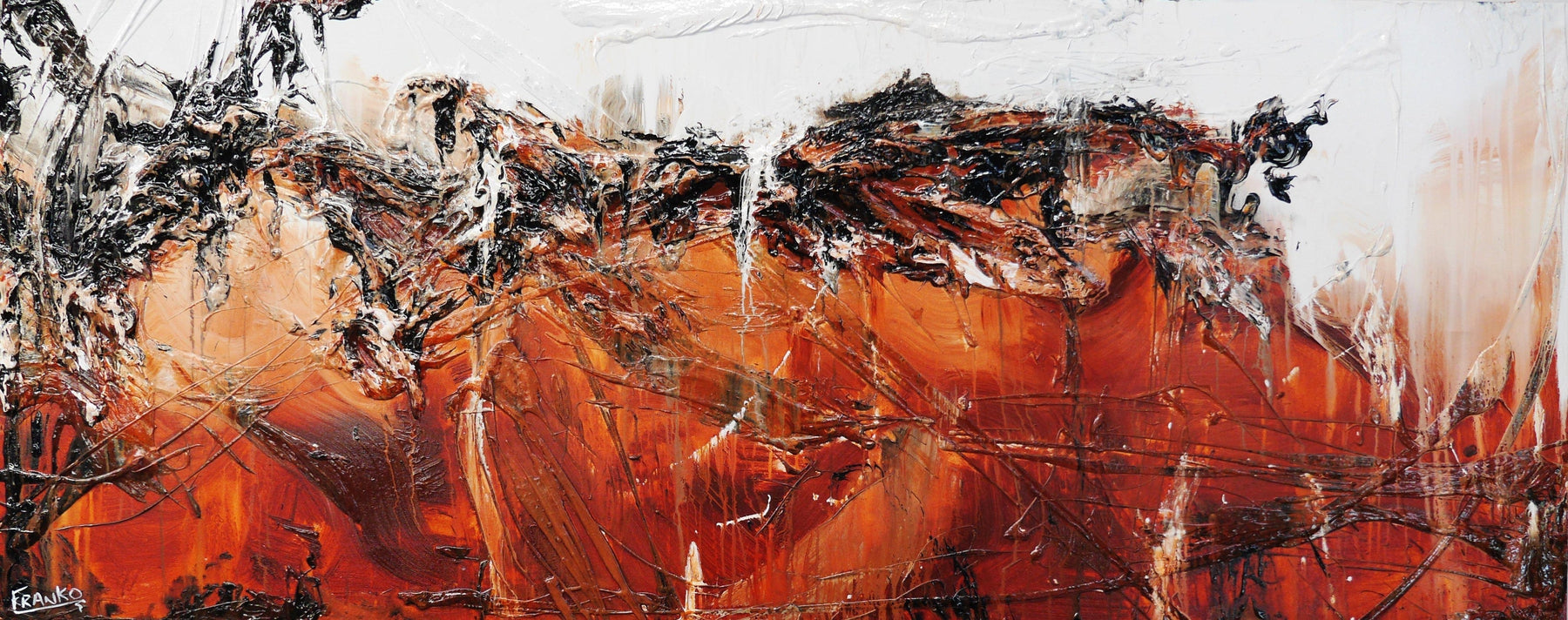 Scorched 200cm x 80cm Brown White Textured Abstract Canvas Wall Art - Modern Home Decor for Living Room, Bedroom & Office