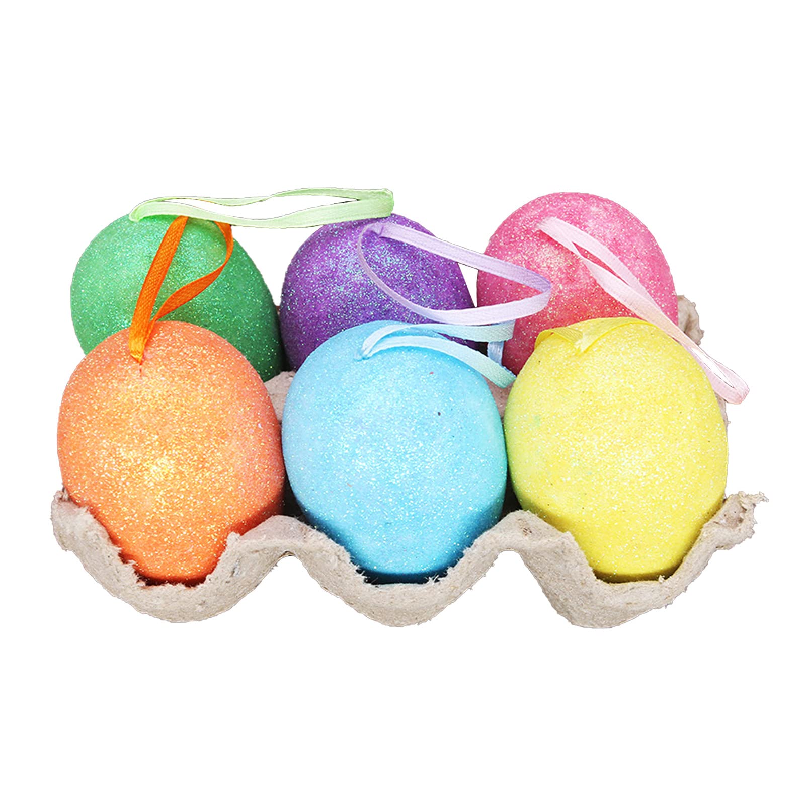 Colorful Speckled Easter Foam Hanging Eggs - 6Pcs Festive Easter Tree Ornaments for Home Decor, Kids Gifts & Indoor Party Supplies - Perfect for Easter Celebrations, Spring Home Decorations and Holiday Party Decor