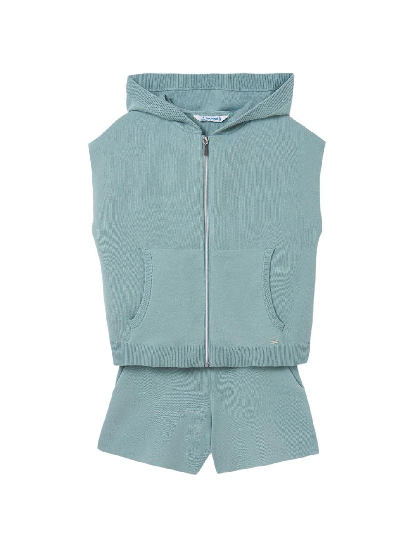 Mayoral Girls' Knit Tracksuit - Soft Cotton Jogger Set for Kids (Style 6838, Agate Color) - Perfect for Playdates, School & Cozy Family Time