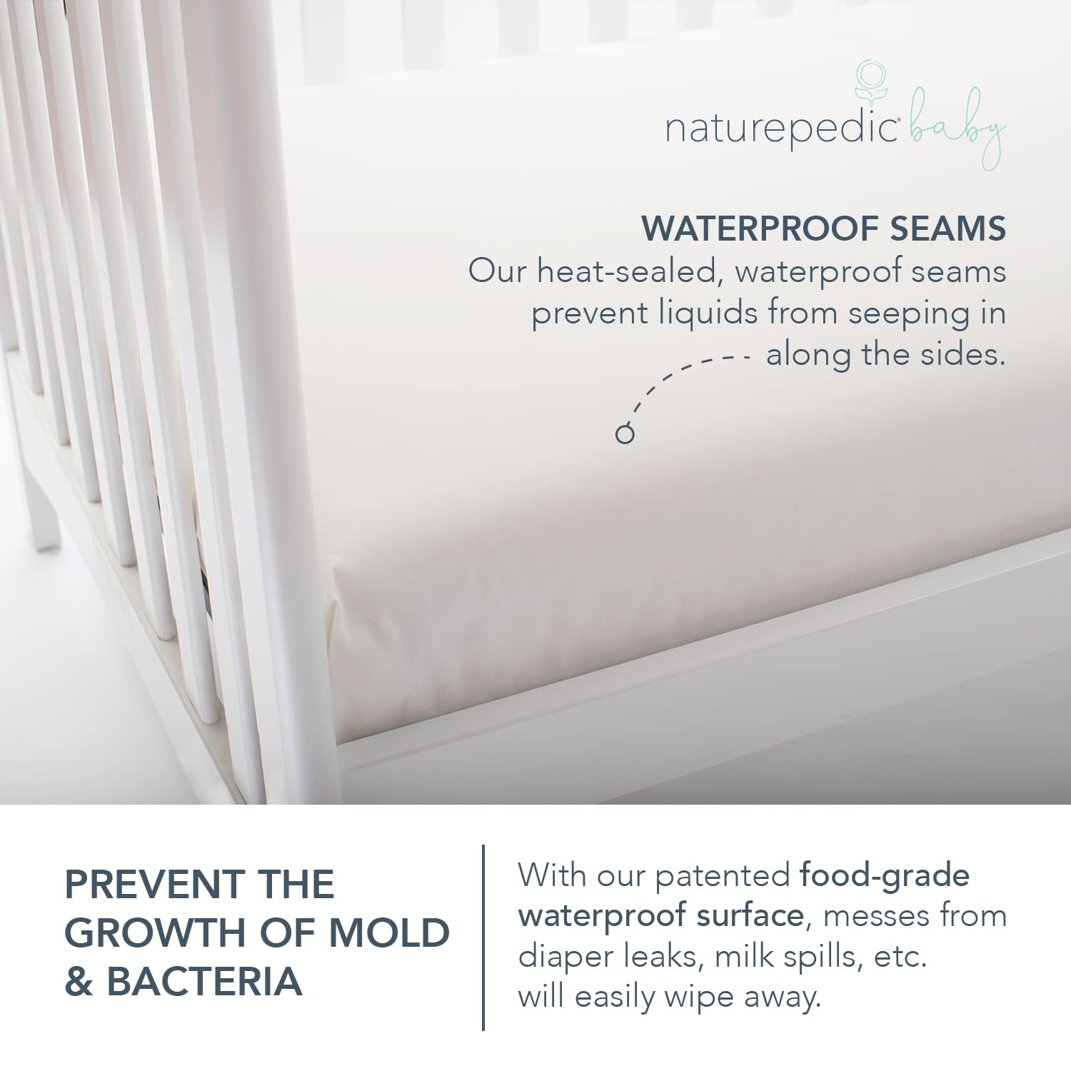 Naturepedic Organic Baby Crib Mattress - 2-Stage Lightweight Waterproof Non-Toxic Infant & Toddler Mattress (52