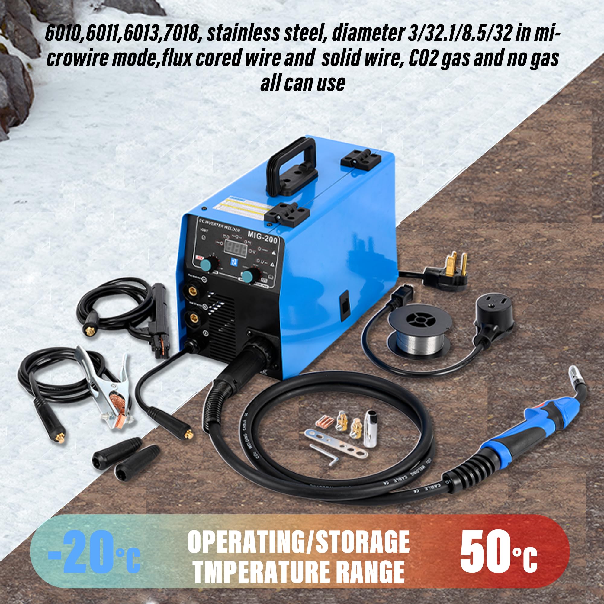 200A 110V/220V S7 Multiprocess MIG Welder - 4-in-1 Welding Machine for Flux Core, MIG, Lift TIG & Stick ARC | Portable Welder for Home DIY, Automotive Repair & Metal Fabrication