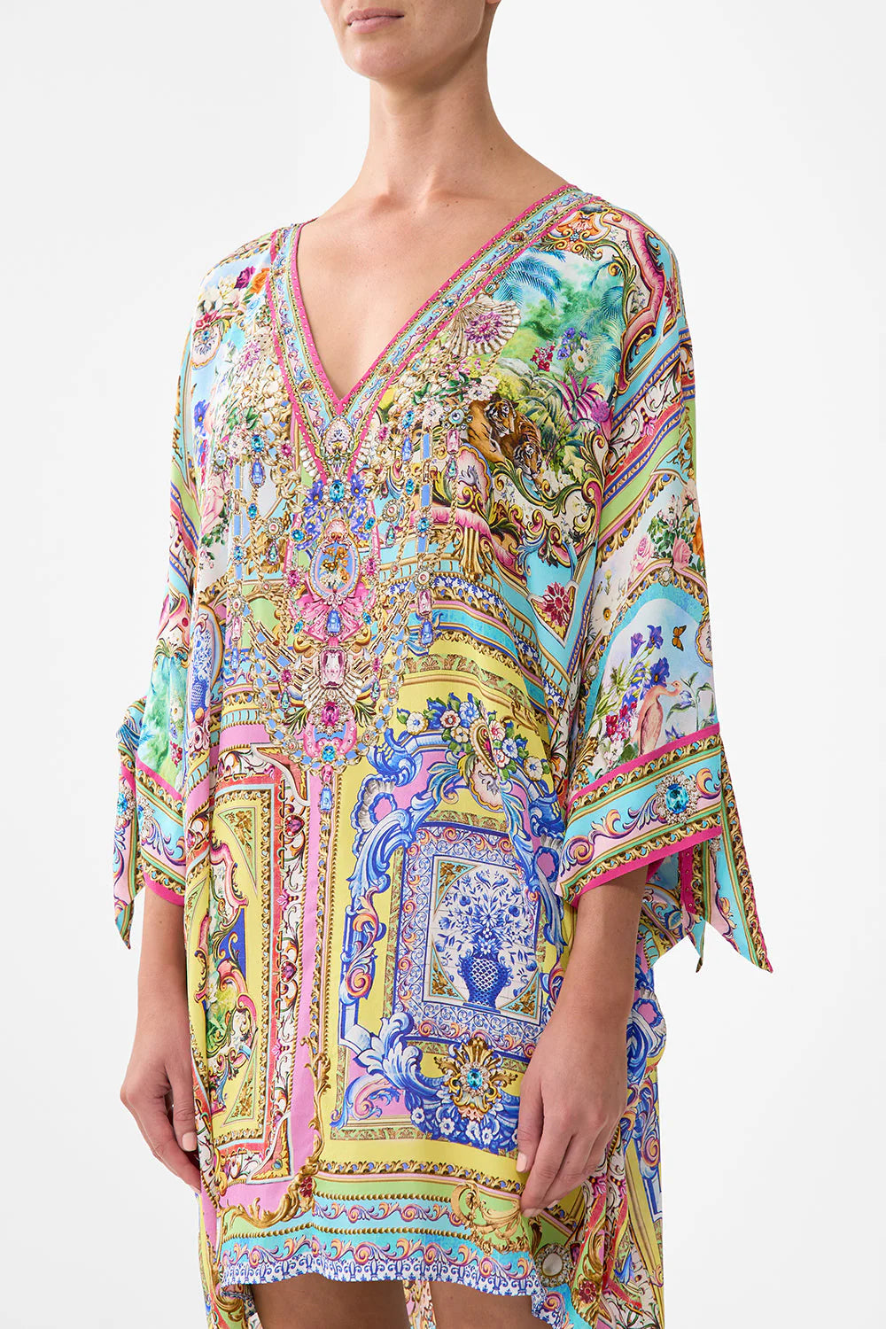Stylish Short Sleeve V Neck Kaftan Dress - Flowy Summer Boho Maxi Dress for Women | Perfect for Beach Vacations, Pool Parties & Casual Outings