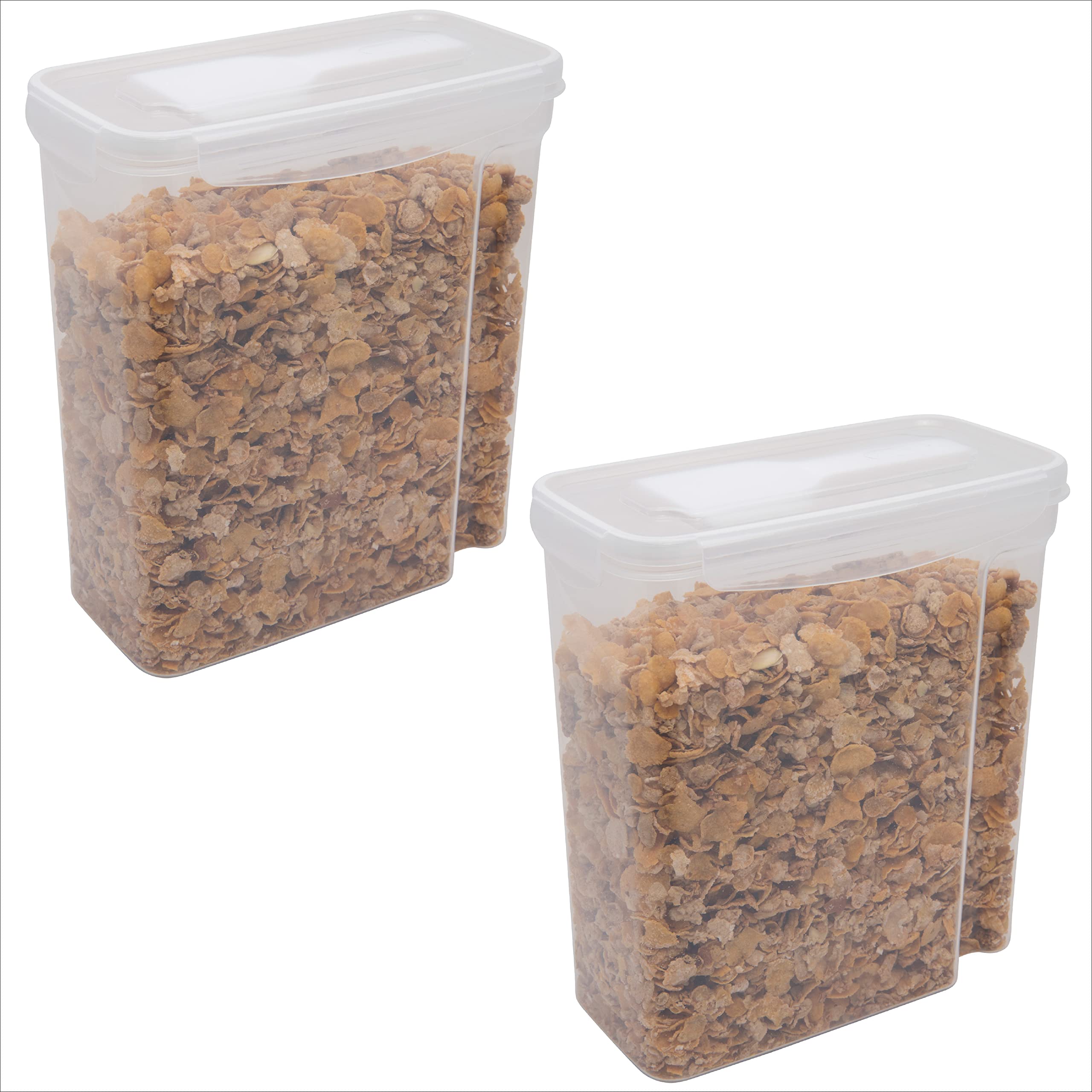 2 Pack Airtight Cereal Storage Containers with Scooper - Medium Clear Food Storage Bins for Kitchen & Pantry Organization - Keep Cereal, Snacks, and Dry Foods Fresh - Perfect for Breakfast, Baking, and Meal Prep