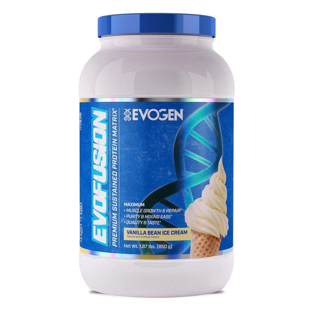 Evogen Evofusion Sustained Release Protein Powder - Whey Protein, Micellar Casein & MCT Oil Blend for Muscle Growth & Recovery | Vanilla Bean Ice Cream Flavor | 25 Servings | Post-Workout & Nighttime Muscle Support