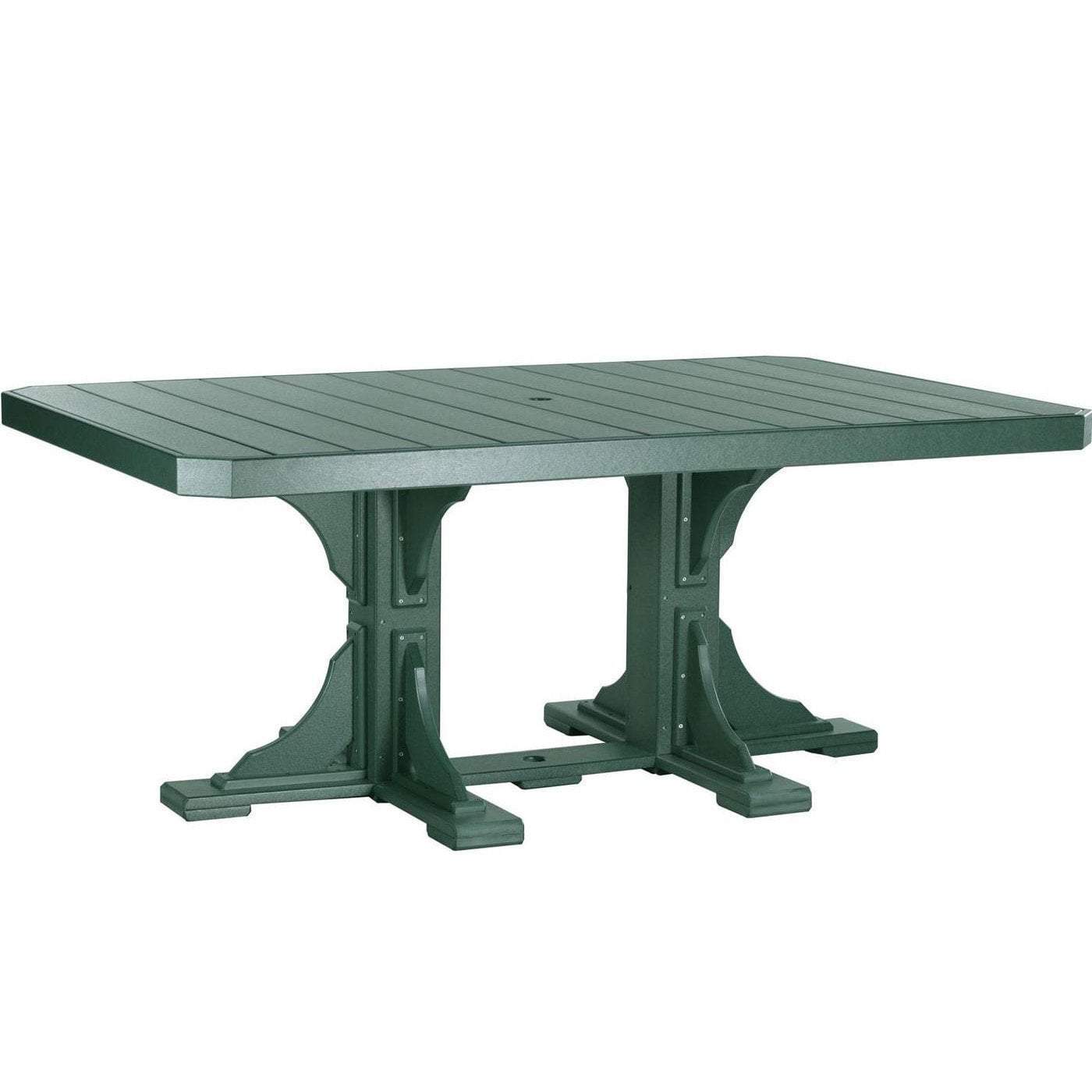 LuxCraft 4x6 ft Recycled Plastic Outdoor Rectangular Table with Cup Holder - Perfect for Patio, Garden, and Backyard Dining