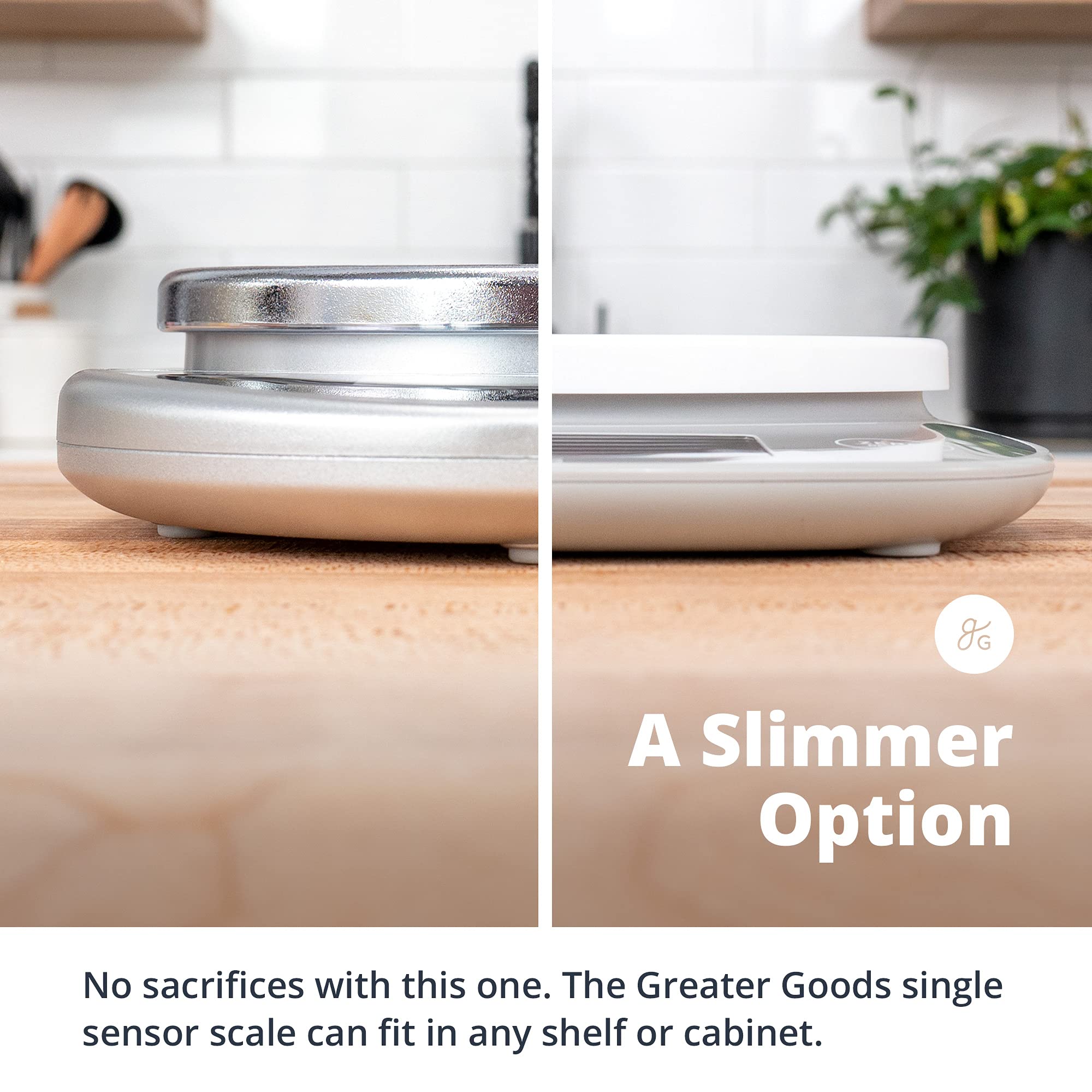 Greater Goods Digital Kitchen Scale with LCD Display - Accurate Weighing in Grams & Ounces, 11 lbs Capacity, Battery Included, Compact & Stylish Grey Design - Perfect for Baking, Cooking, and Meal Prep