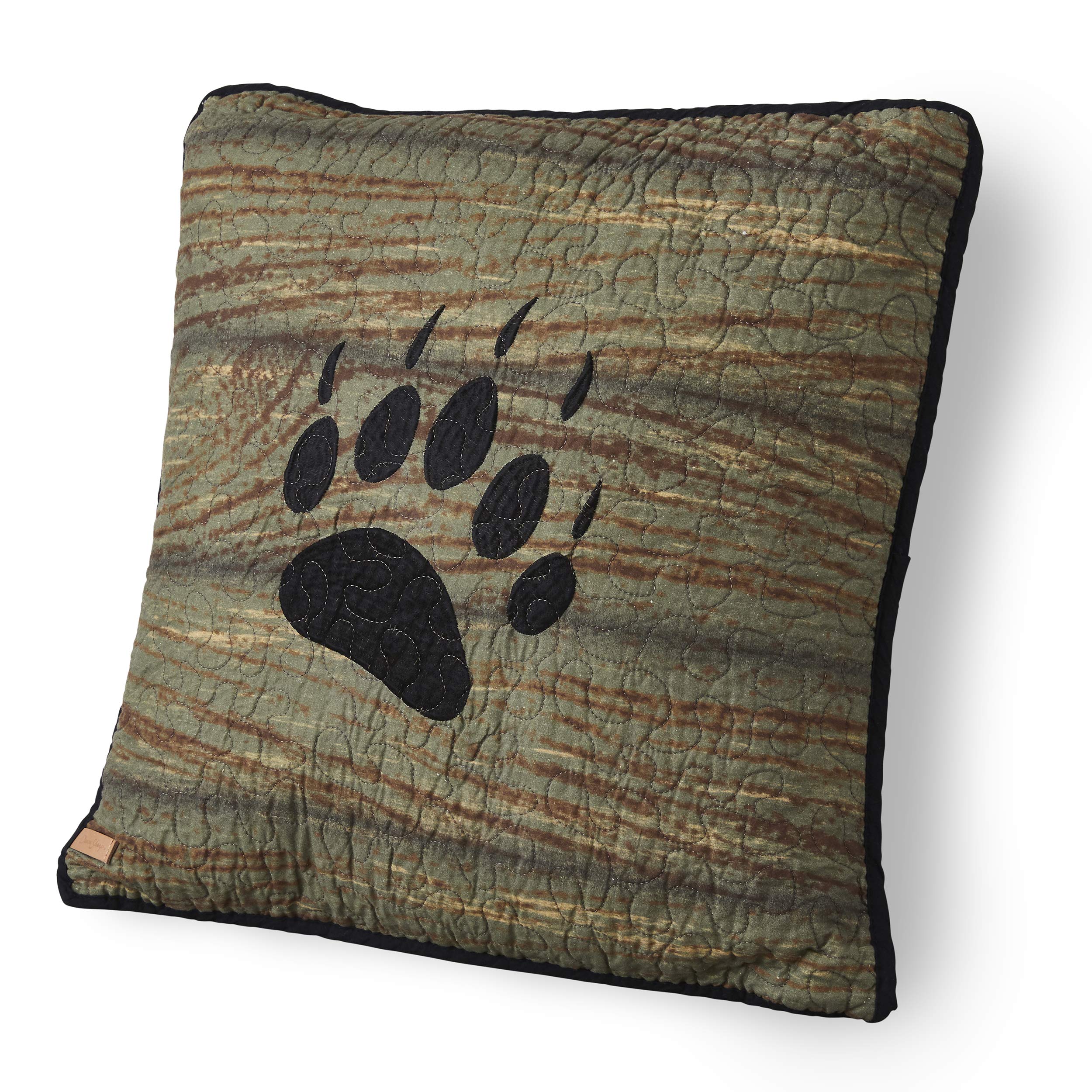 Donna Sharp Throw Pillow - Oakland Lodge Bear Paw Print Decorative Square Pillow for Sofa, Couch & Bed - Cozy Home Decor for Cabin, Living Room & Bedroom