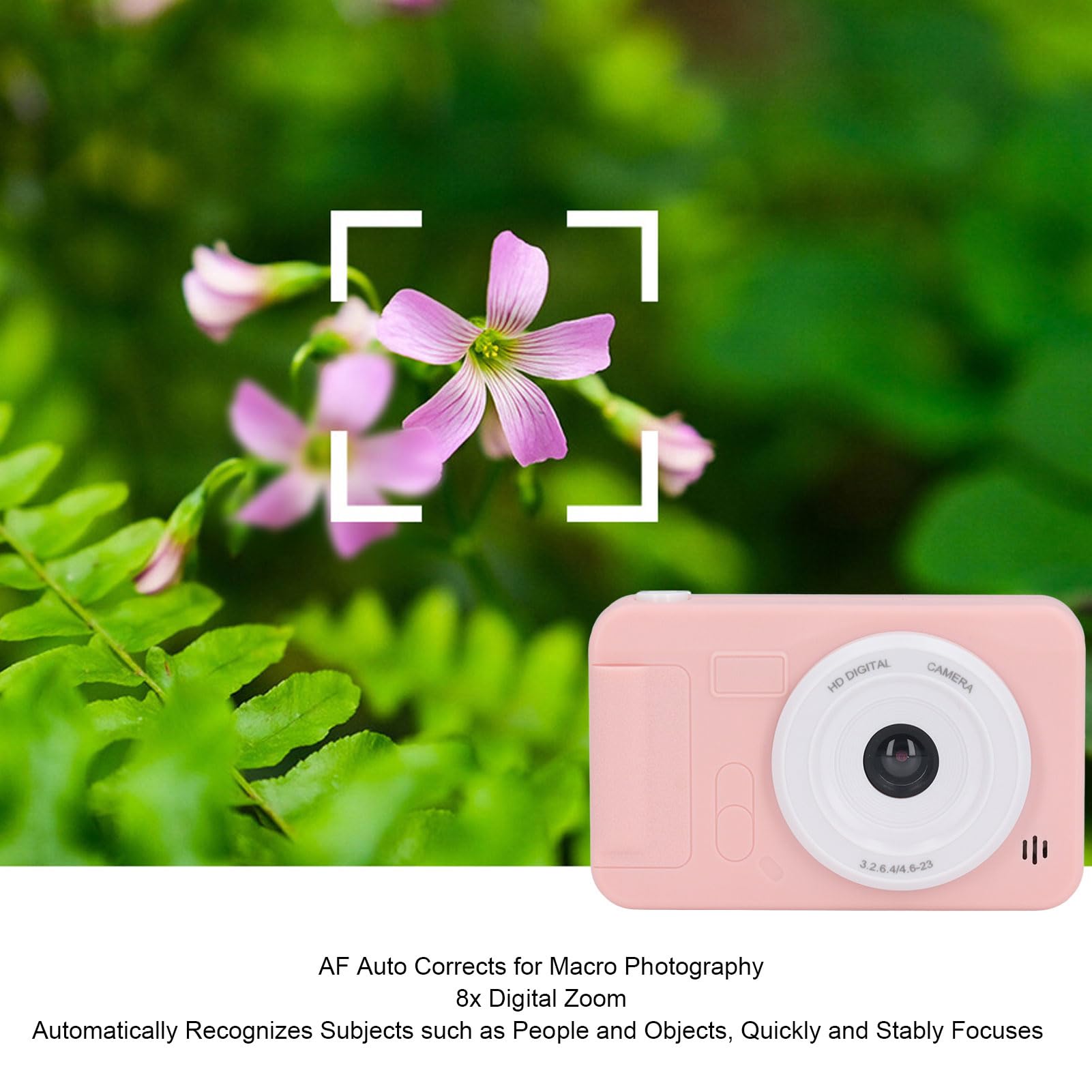4K HD Digital Camera with 8X Zoom Autofocus - Compact Point and Shoot Camera for Kids, Teens & Beginners - Perfect for Travel, Birthday Gifts & Photography Learning (Pink)