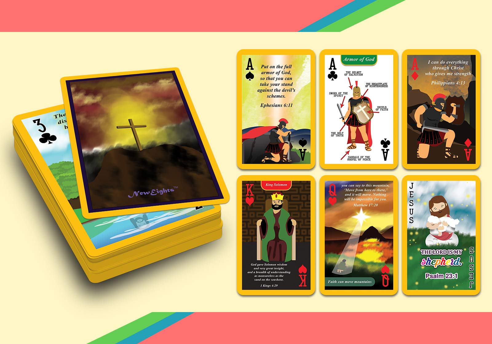 Bible Scriptures Playing Cards (2-Deck) - Christian Bible Study Cards for Kids & Adults - Perfect for Church, Sunday School, Family Game Night & Religious Education Gifts