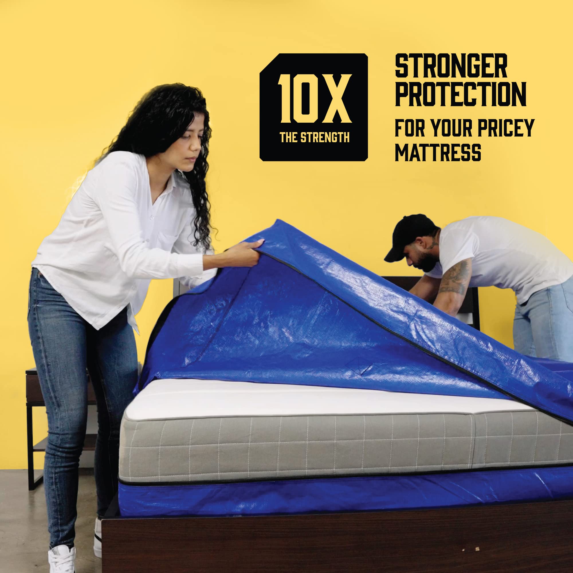 Extra-Thick Reusable Mattress Storage Bag with Zipper & 8 Handles - California King Size Moving Mattress Protector Cover | Perfect for Moving, Storage & Home Protection