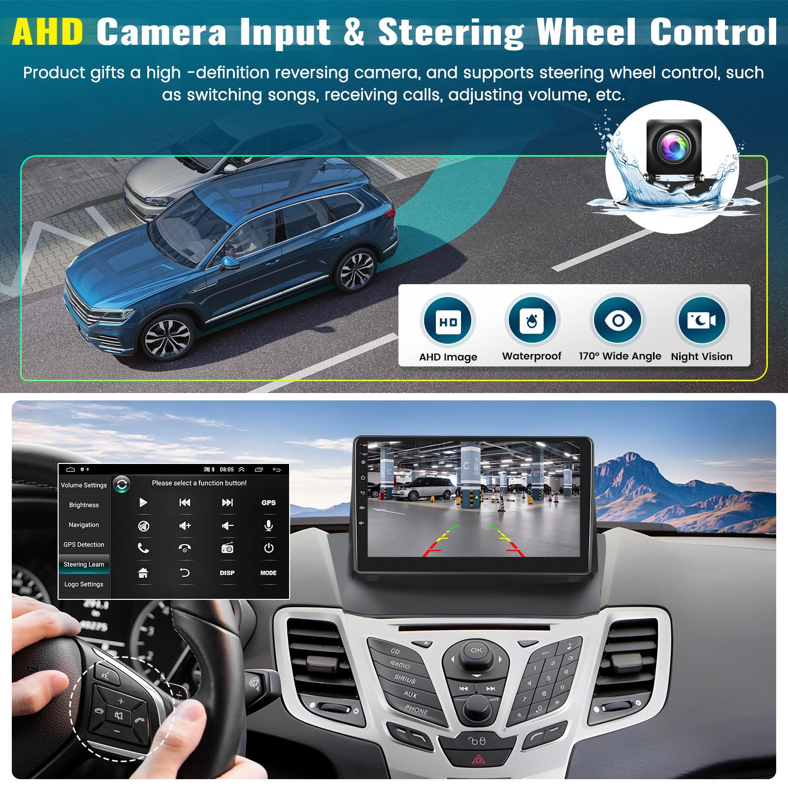 2GB RAM 64GB ROM Android 13 Car Stereo for Ford Fiesta 2009-2014 | CAMECHO 9