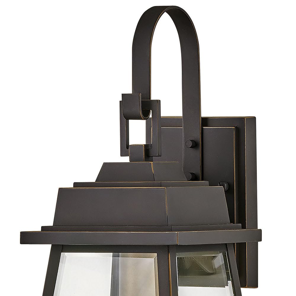 Hinkley Bainbridge Collection One Light Outdoor Wall Sconce - Oil Rubbed Bronze with Clear Beveled Glass for Porch, Patio, and Entryway Lighting