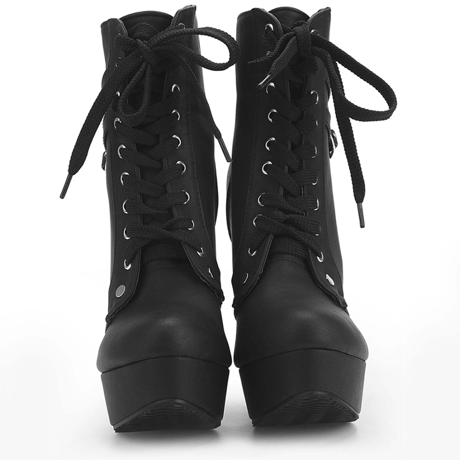 Susanny Women's High Heel Boots - Sexy Round Toe Platform Boots with Lace-Up Design, Mid Calf Heels for Night Out, Party & Fashion
