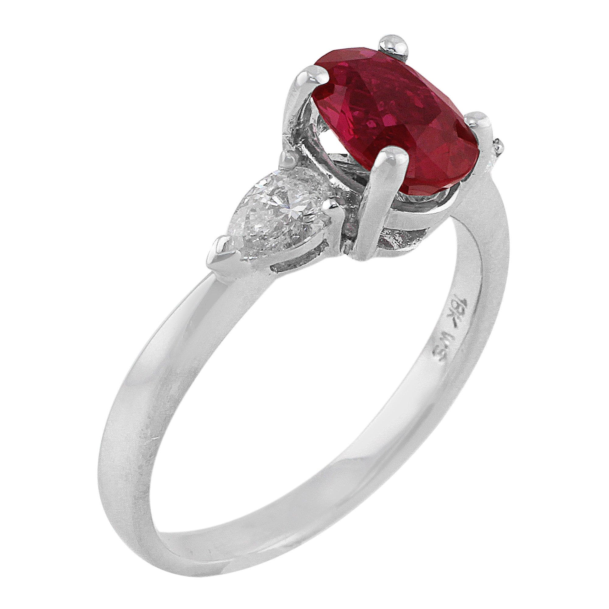 18K White Gold Vintage 1.5 Carat Ruby and Diamond Engagement Ring - Perfect for Weddings, Anniversaries & Special Occasions