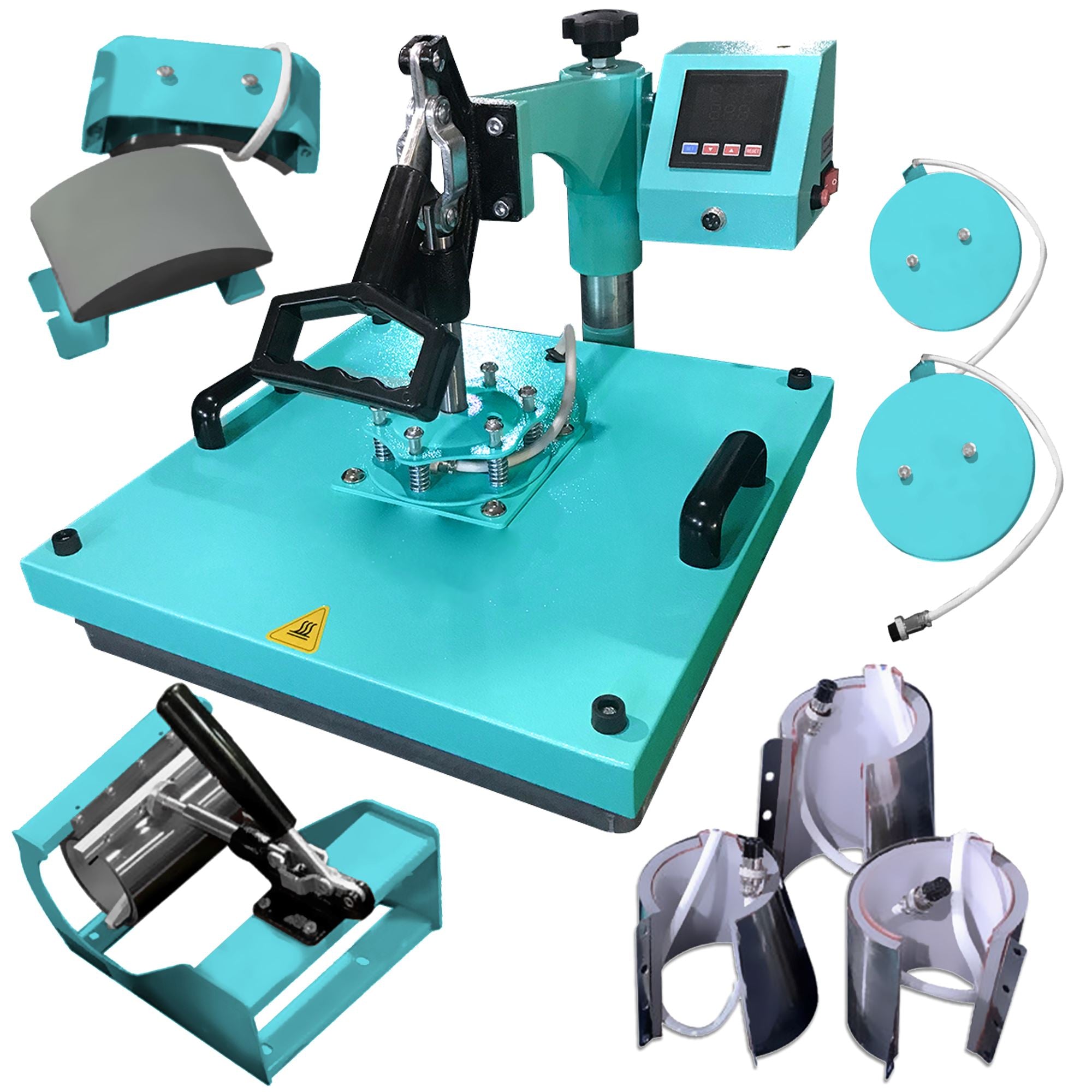 Silhouette Cameo 5 Cutting Machine - Matte Black with 8-in-1 Turquoise Heat Press & Siser HTV Vinyl Bundle - Perfect for DIY Crafts, T-Shirt Design, and Home Decor Projects