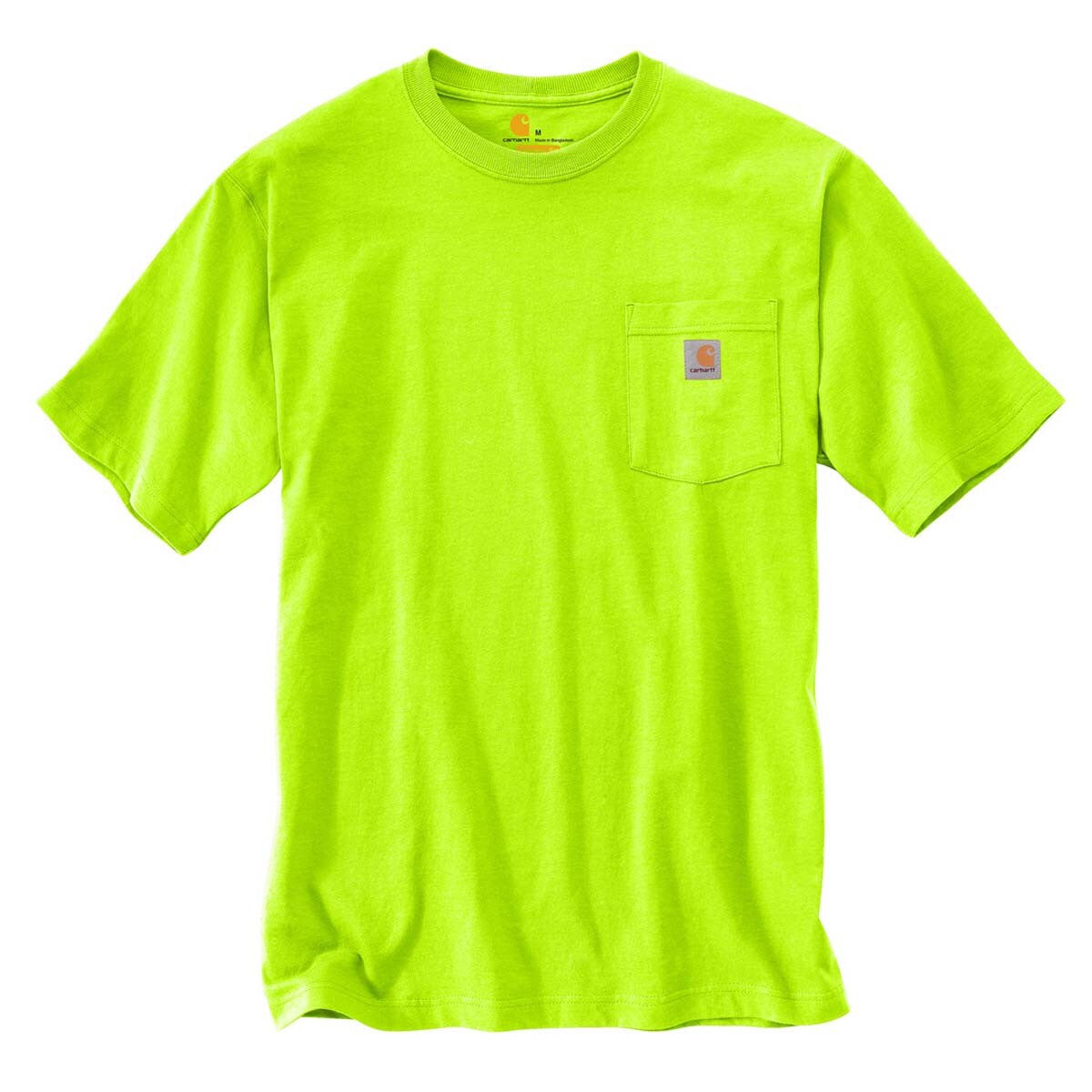 Carhartt Men's Loose Fit Short Sleeve Pocket T-Shirt - Breathable Cotton Work Shirt for Construction & Outdoor Activities (Lime Green)