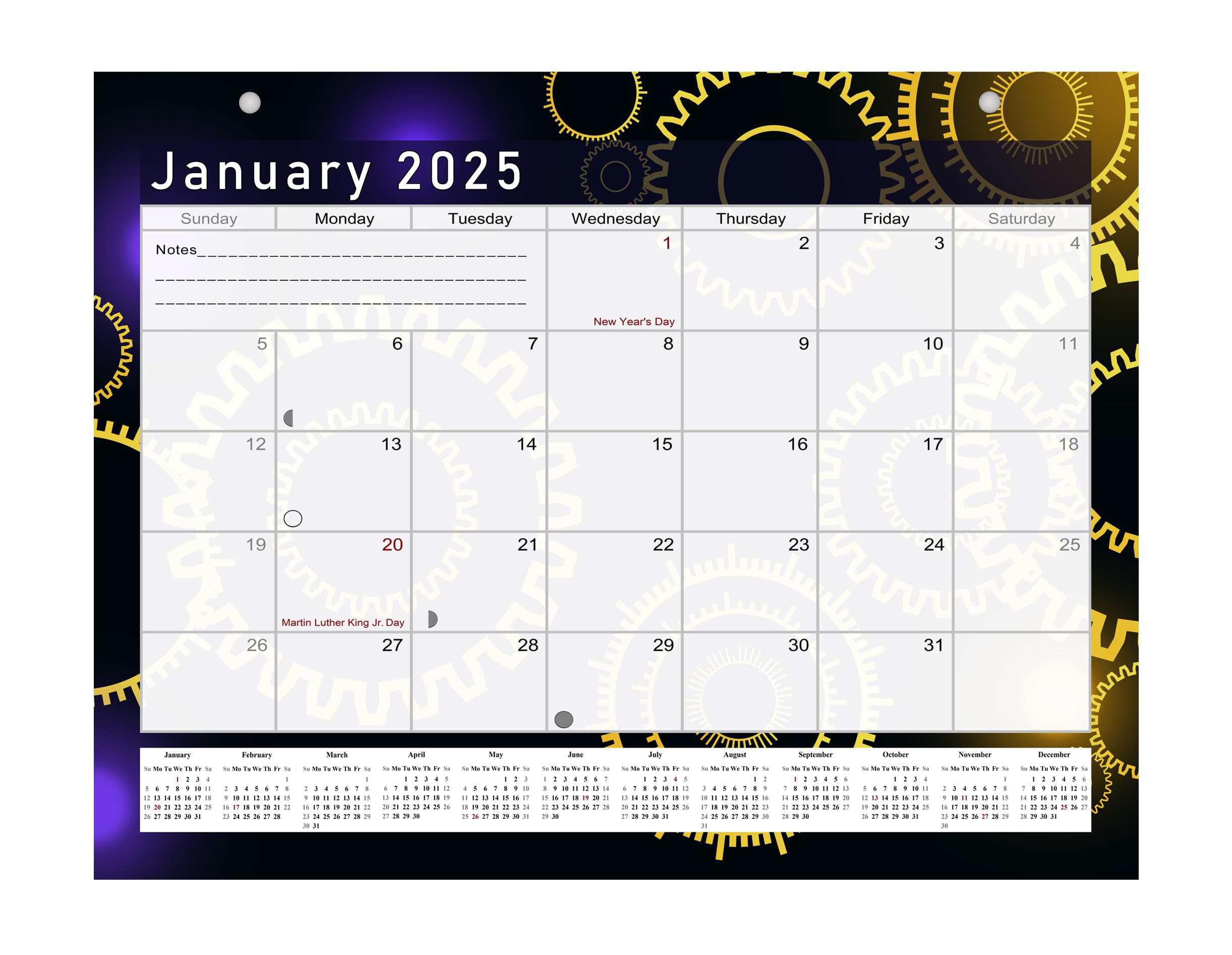 2024-2025 18-Month Magnetic & Desk Calendar Planner - Wall/Desktop Organizer with Bonus Stickers (Edition #09) - Perfect for Office, Home & School Planning