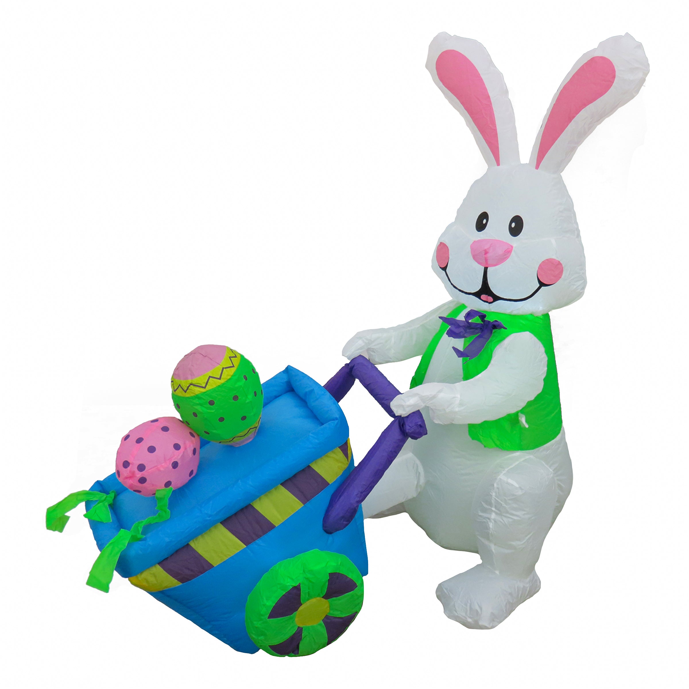 4 ft. Inflatable Easter Bunny with Wheelbarrow - Outdoor Easter Decorations for Yard, Garden, and Spring Party Decor - Perfect for Easter Egg Hunts and Holiday Celebrations