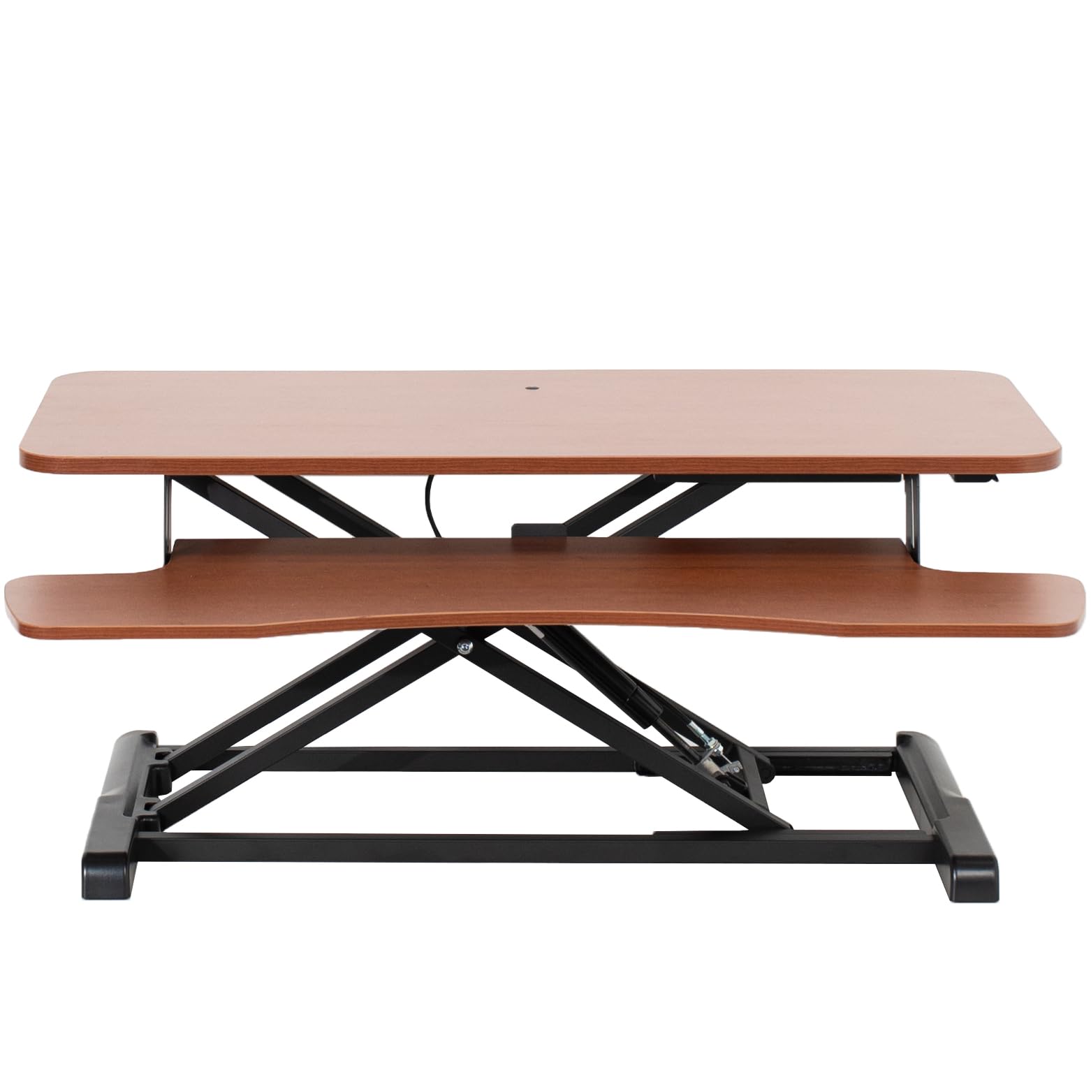 VIVO 36 Inch Height Adjustable Standing Desk Converter - K Series Sit to Stand Riser with Wide Keyboard Tray for Dual Monitor & Laptop Workstation (Dark Walnut Top, Black Frame) - Perfect for Home Office, Gaming Setup & Ergonomic Workspace | Model DESK-V036KA
