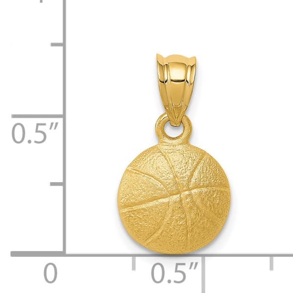 14K Solid Yellow Gold Basketball Necklace Charm - Sports Jewelry Pendant for Men & Women - Perfect Gift for Basketball Fans, Players and Coaches - Game Day, Birthday & Anniversary Jewelry