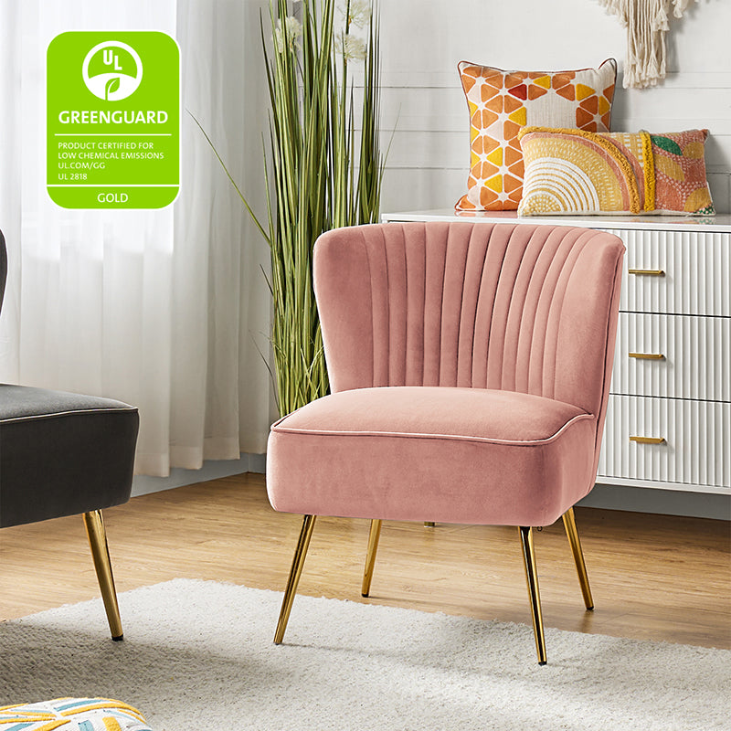 Lola Velvet Side Chair - Modern Upholstered Accent Chair for Living Room, Bedroom & Office - Soft Velvet Fabric with Sturdy Wooden Legs - Perfect for Dining, Lounge & Home Decor