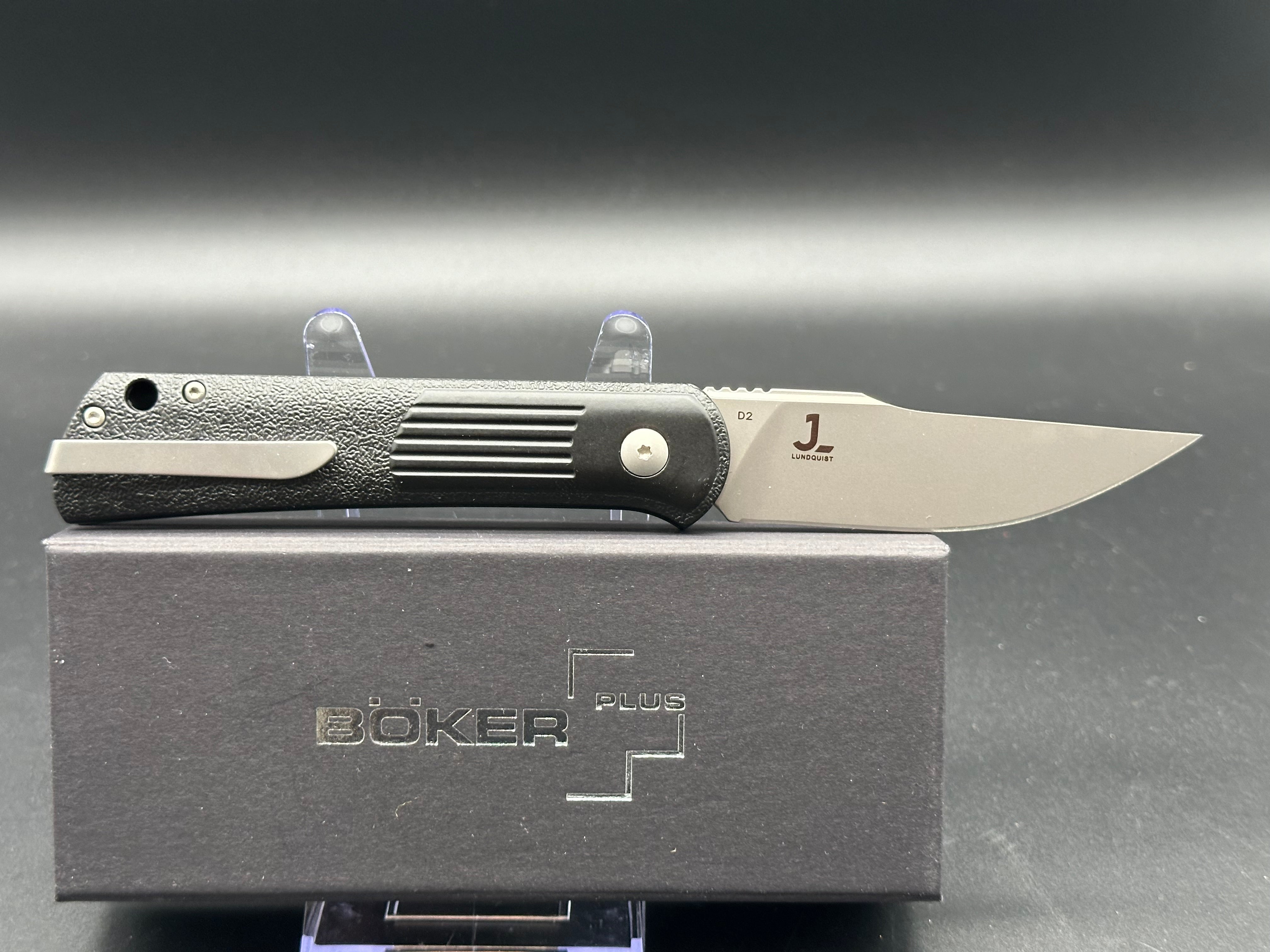 Boker Lundquist Alluvial Automatic Knife - Black 3 Bead Blast Finish - EDC Pocket Knife for Outdoor, Camping & Everyday Carry
