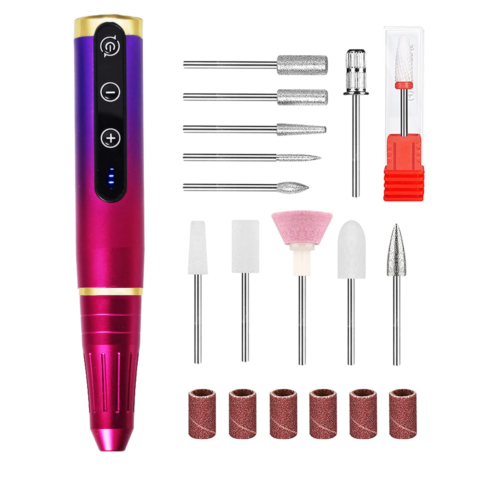 Professional Electric Nail Drill Kit - Rechargeable Cordless Manicure Pedicure Machine with Bits for Acrylic Gel Nails, Salon & Home Use (Fuchsia) | Perfect for Nail Art, Polish Removal & Nail Care at Home or Professional Salons