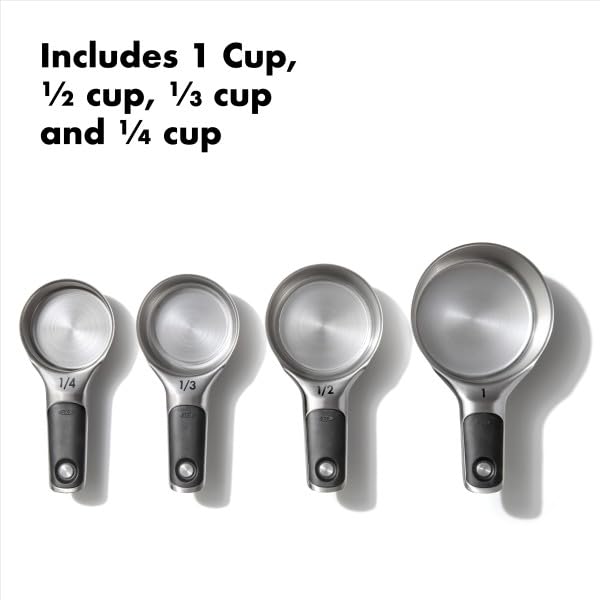 OXO Good Grips 4-Piece Stainless Steel Measuring Cups Set with Magnetic Snaps - Perfect for Baking, Cooking & Kitchen Measurement | Durable & Space-Saving Design