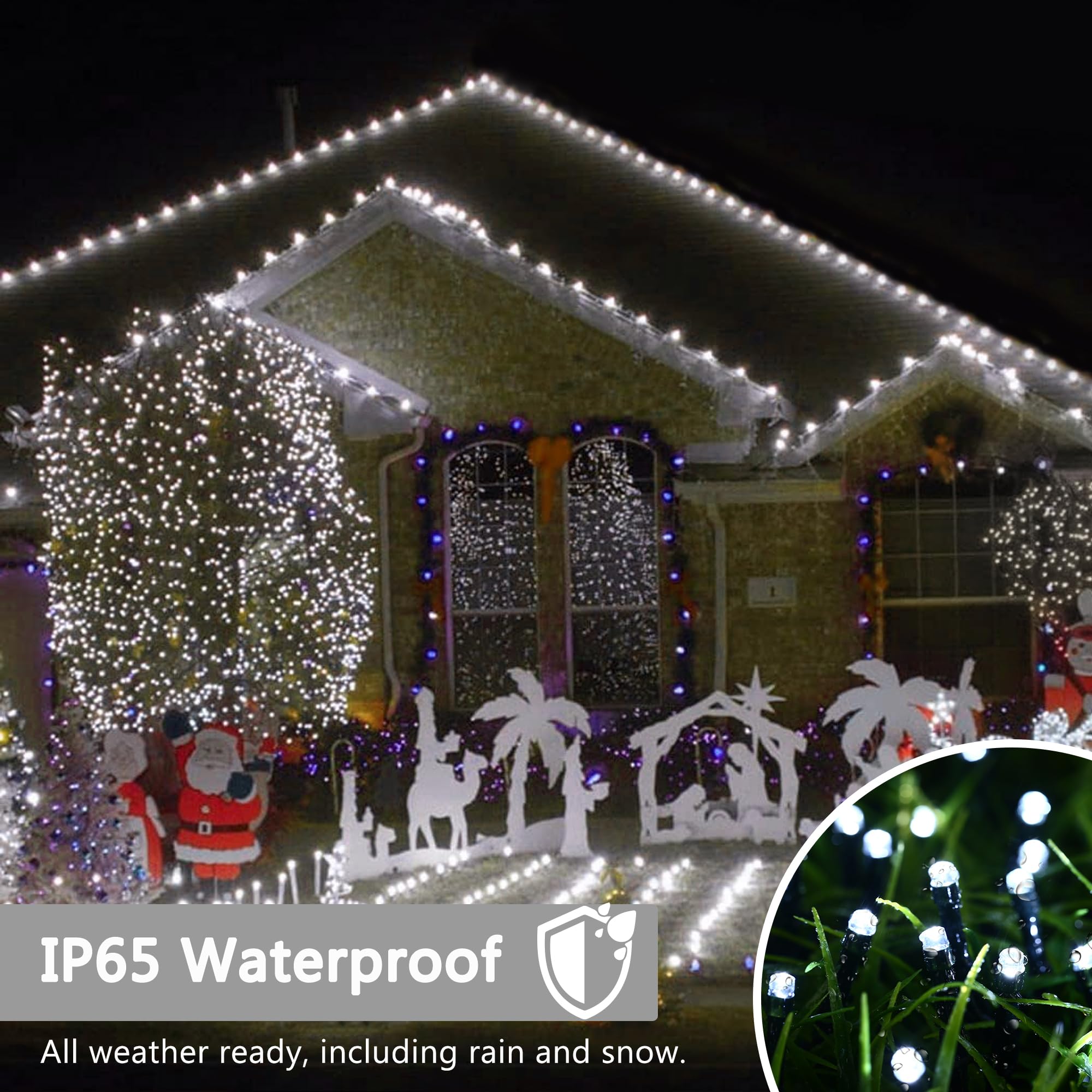 200 LED Battery Operated Christmas Lights - 68.9ft Waterproof String Lights with 8 Twinkle Modes & Timer for Indoor/Outdoor Holiday Decor - Perfect for Christmas Tree, Home, Party, Wedding, Garden, and Patio Decorations (White)