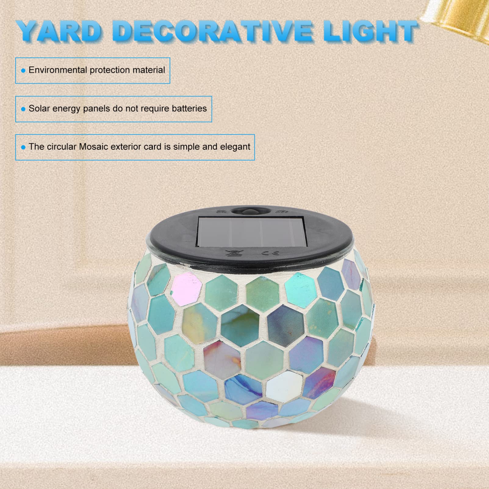 Totority Solar Mosaic Garden Light - Waterproof Outdoor LED Yard Lamp for Lawn, Patio & Pathway Decoration | Solar-Powered Night Light for Countryside, Garden & Landscape Lighting
