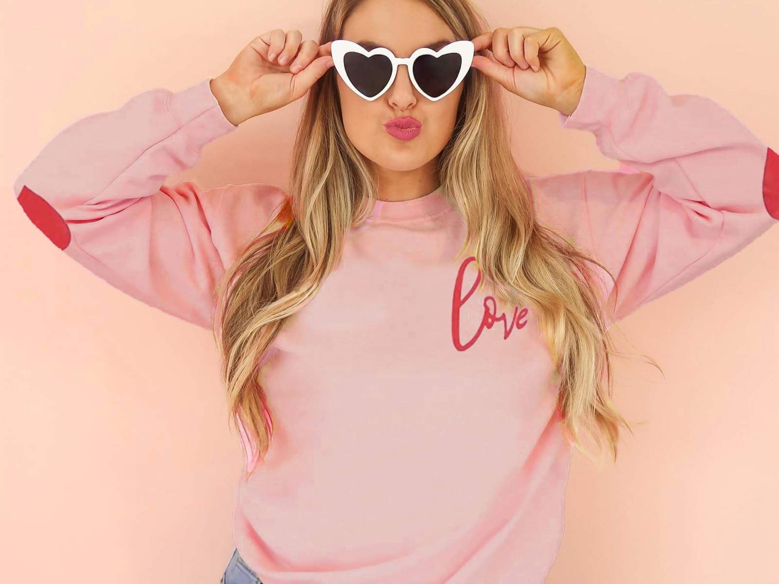 Valentine's Day Sweatshirt for Women - Cute Love Heart Print Casual Long Sleeve Pullover | Perfect for Valentine's Date, Anniversary Gift & Cozy Winter Outfits
