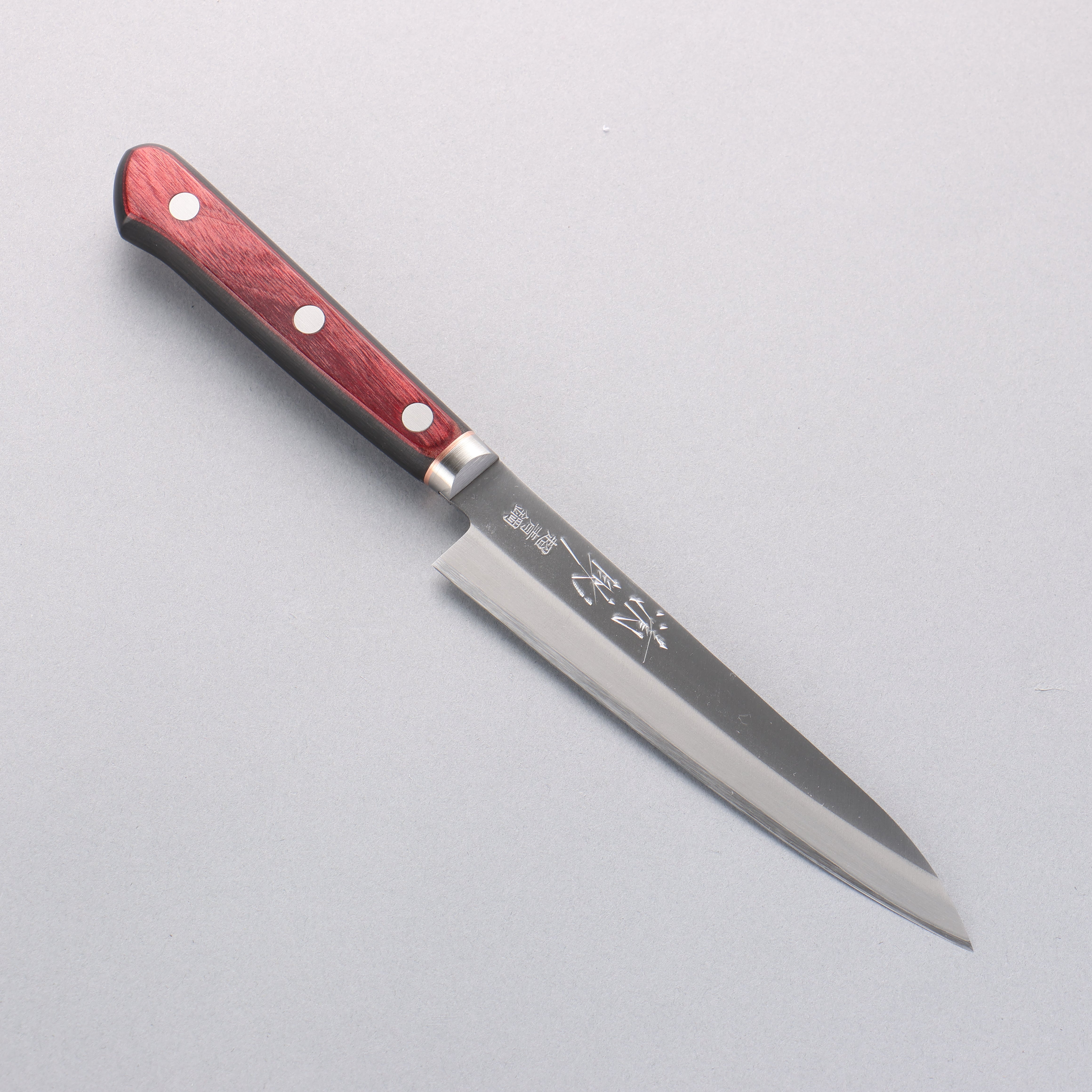 Seisuke Blue Super Migaki Finished Petty Utility Knife 145mm - Red & Black Pakkawood Handle - Perfect for Sushi, Vegetables & Precision Kitchen Tasks
