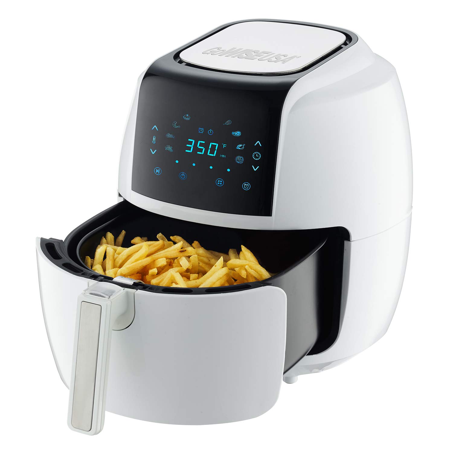 GoWISE USA XL 8-in-1 Digital Air Fryer with Recipe Book - 5.8 Quart Capacity, 1700 Watts, White - Perfect for Healthy Cooking, Frying, Baking, Roasting, and Grilling for Families