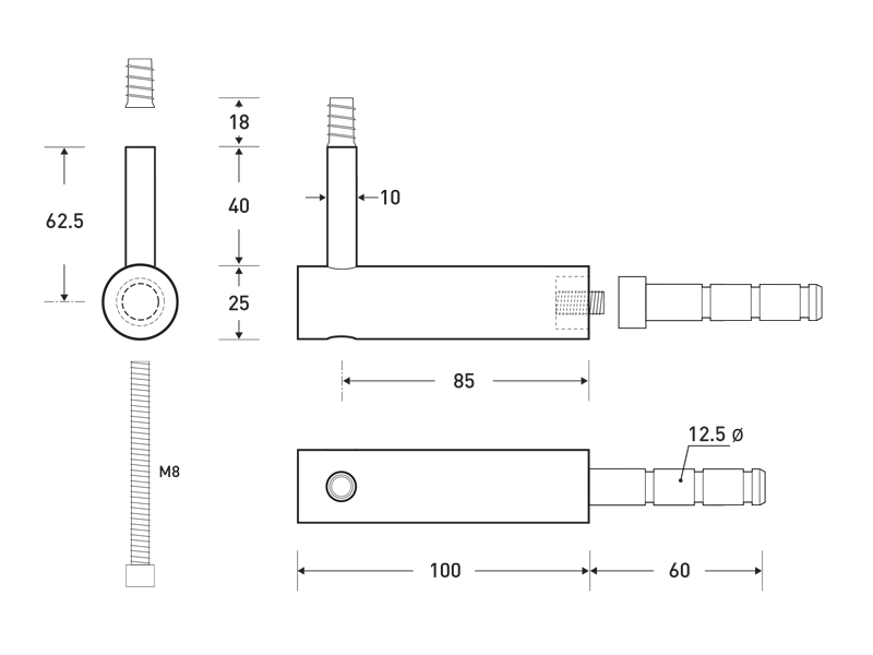 HB 520 Heavy Duty Handrail Brackets - Stainless Steel Wall Mounted Support for Stairs, Decks & Balcony Railings - Indoor/Outdoor Use