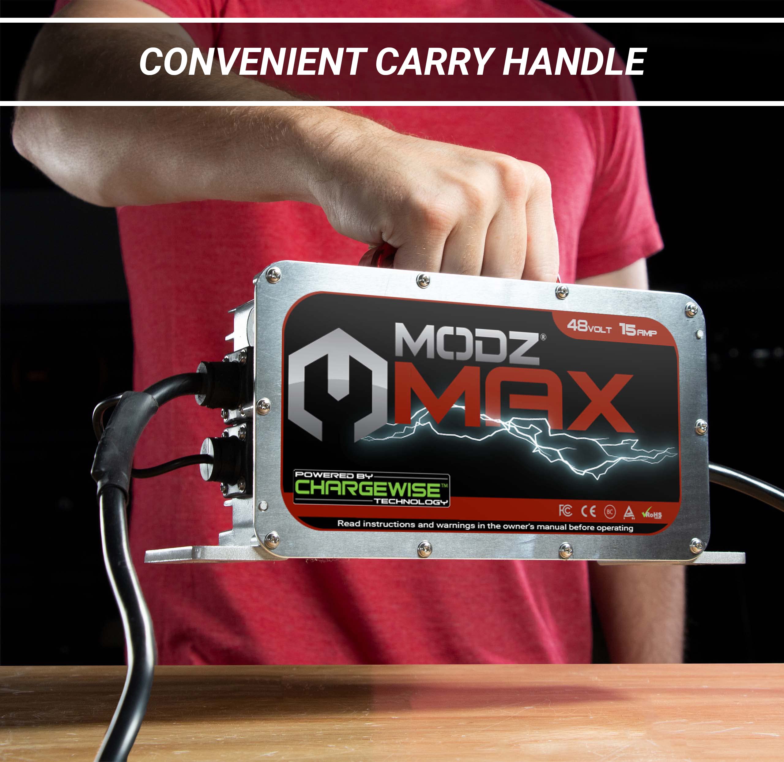 MODZ Max48 15 AMP 48 Volt Golf Cart Battery Charger - Fast Charging for Club Car Precedent & DS Models | Perfect for Golf Courses, Resorts & Home Use