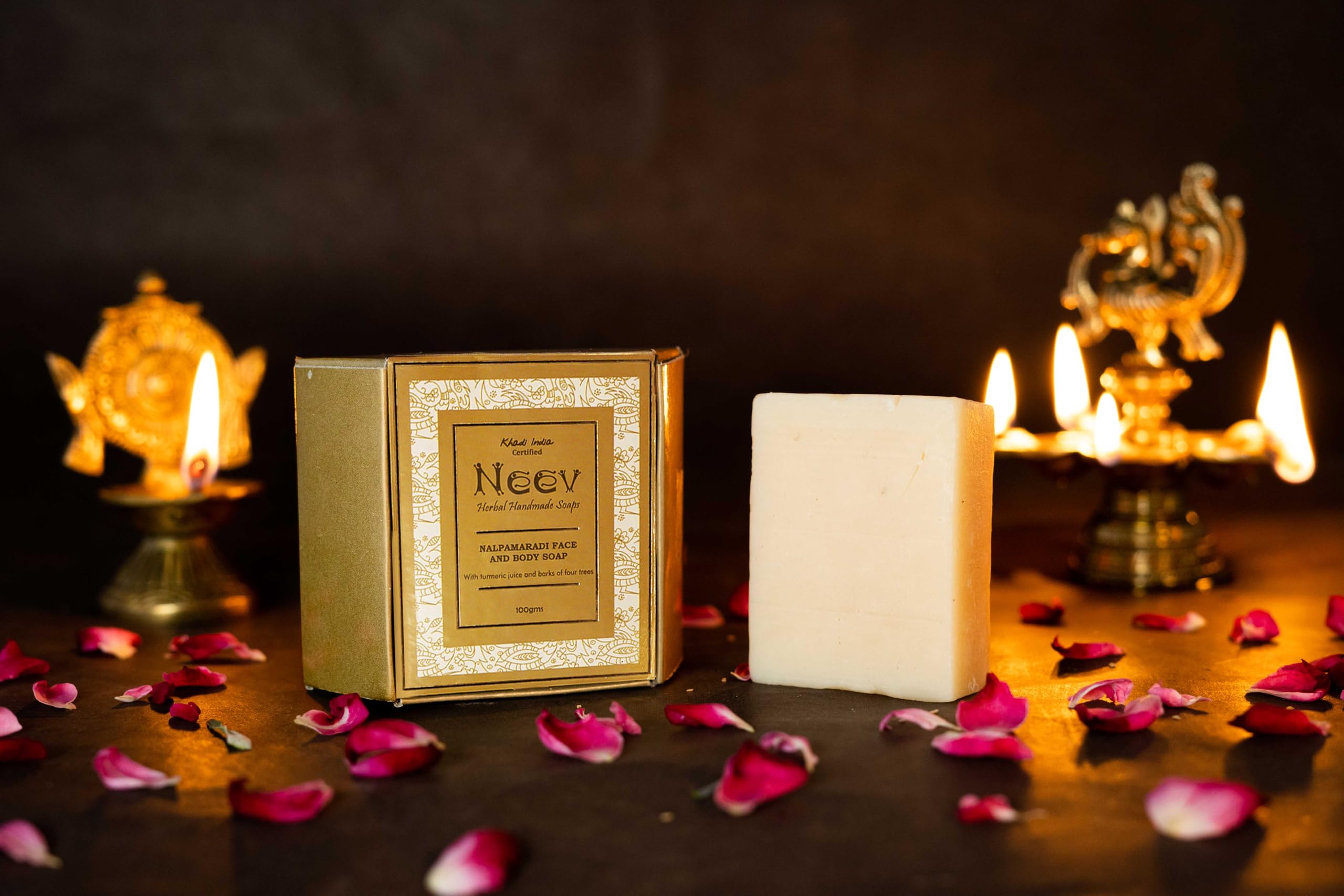 Neev Nalpamardi Ayurvedic Face and Body Soap for Glowing Skin - Natural Cleansing & Moisturizing Bar for Daily Use at Home or Travel