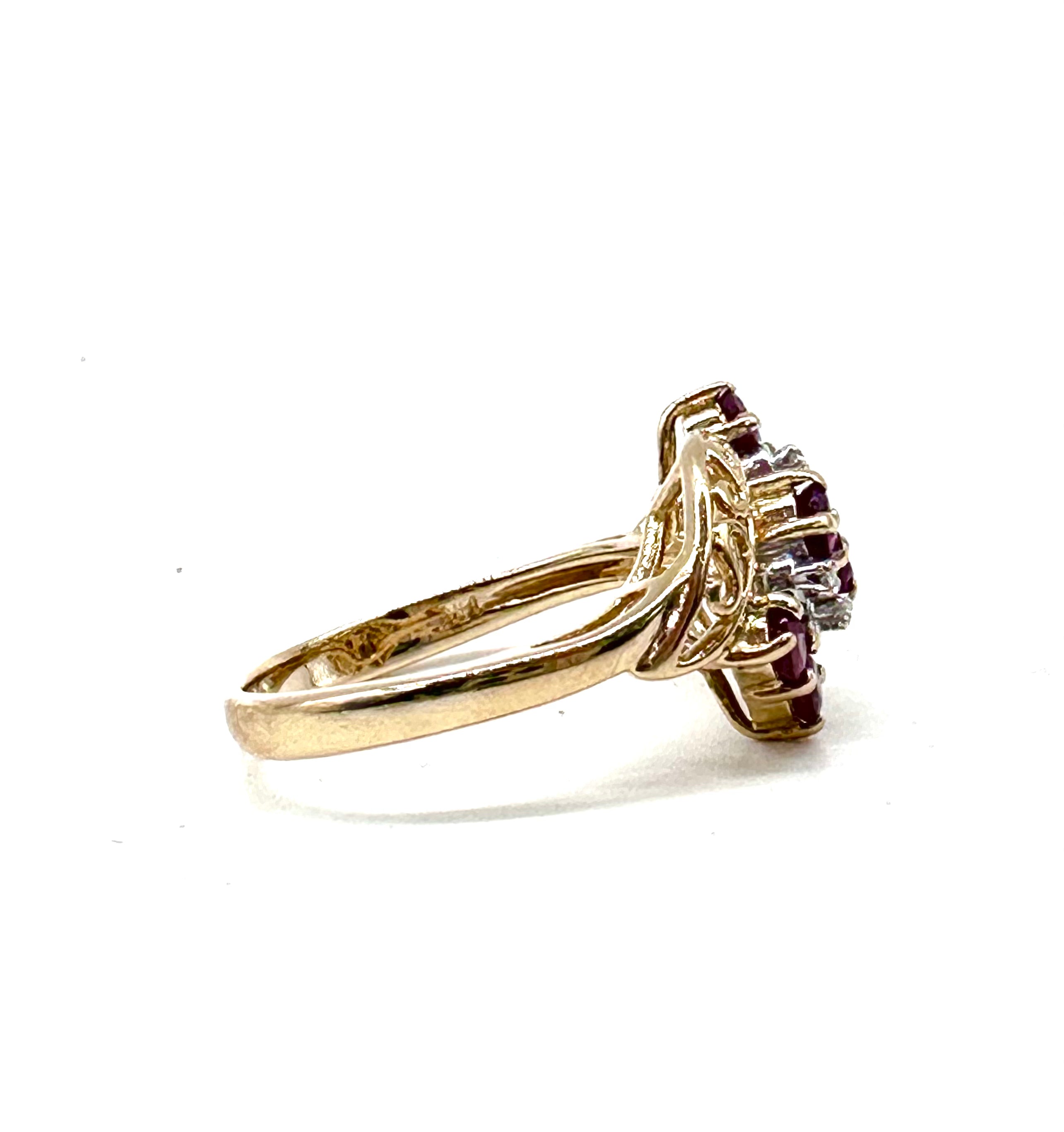 Exquisite Ruby and Diamond Bypass Ring - Elegant 14K Gold Wedding Band, Anniversary Gift for Her, Perfect for Bridal Jewelry & Special Occasions