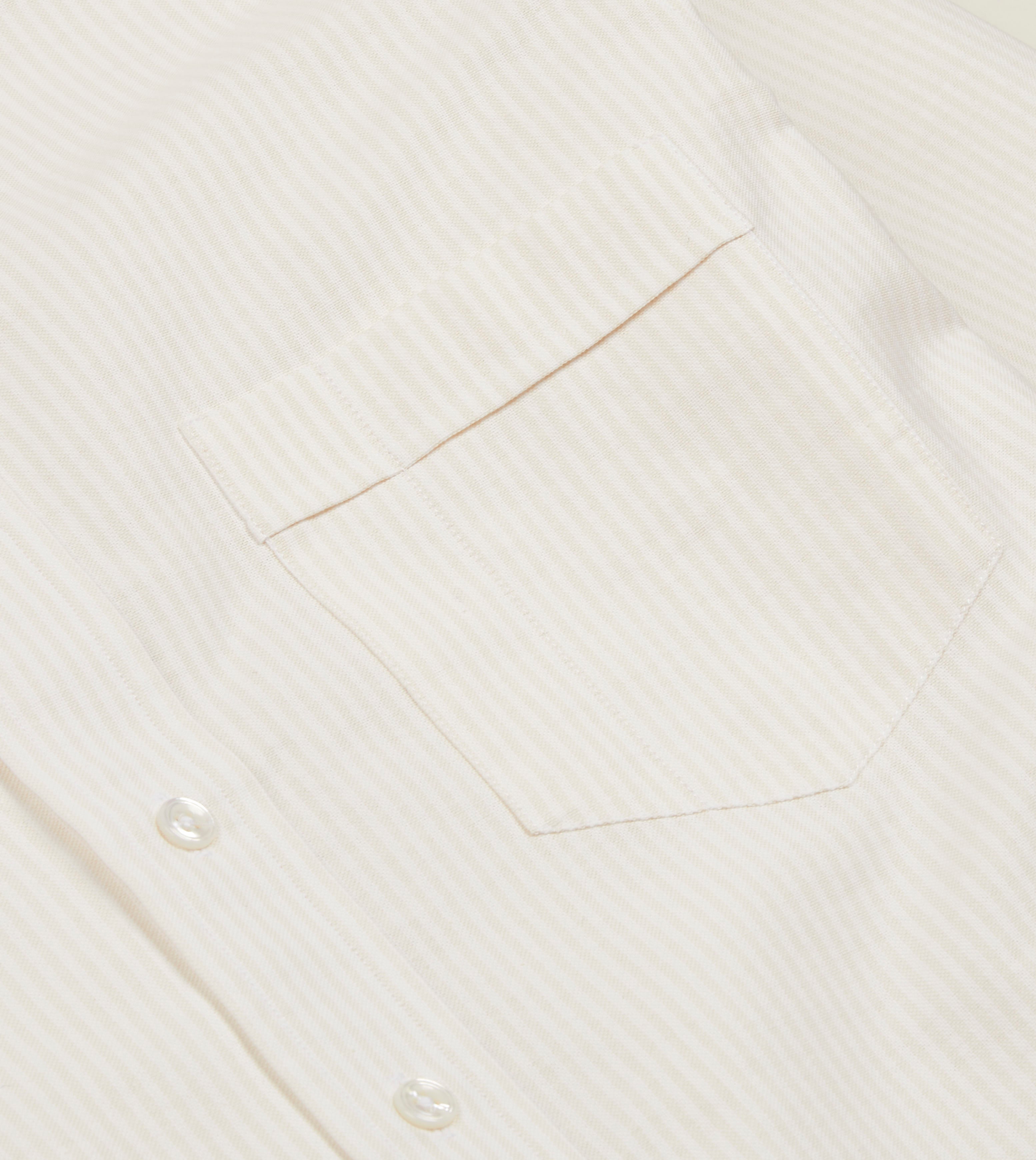 Premium Cream Ticking Stripe Cotton Oxford Button Down Shirt for Men - Classic Casual & Business Wear, Perfect for Office, Date Night & Outdoor Events