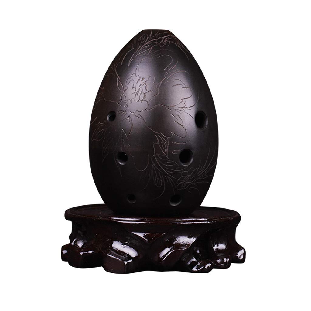KKNH 8 Hole Ocarina - Black Clay Musical Instrument for Beginners & Kids | Professional Sound Quality | Portable Ceramic Flute | Perfect Gift for Music Lovers (Color: D) | Great for Music Practice, Outdoor Performances & Stress Relief