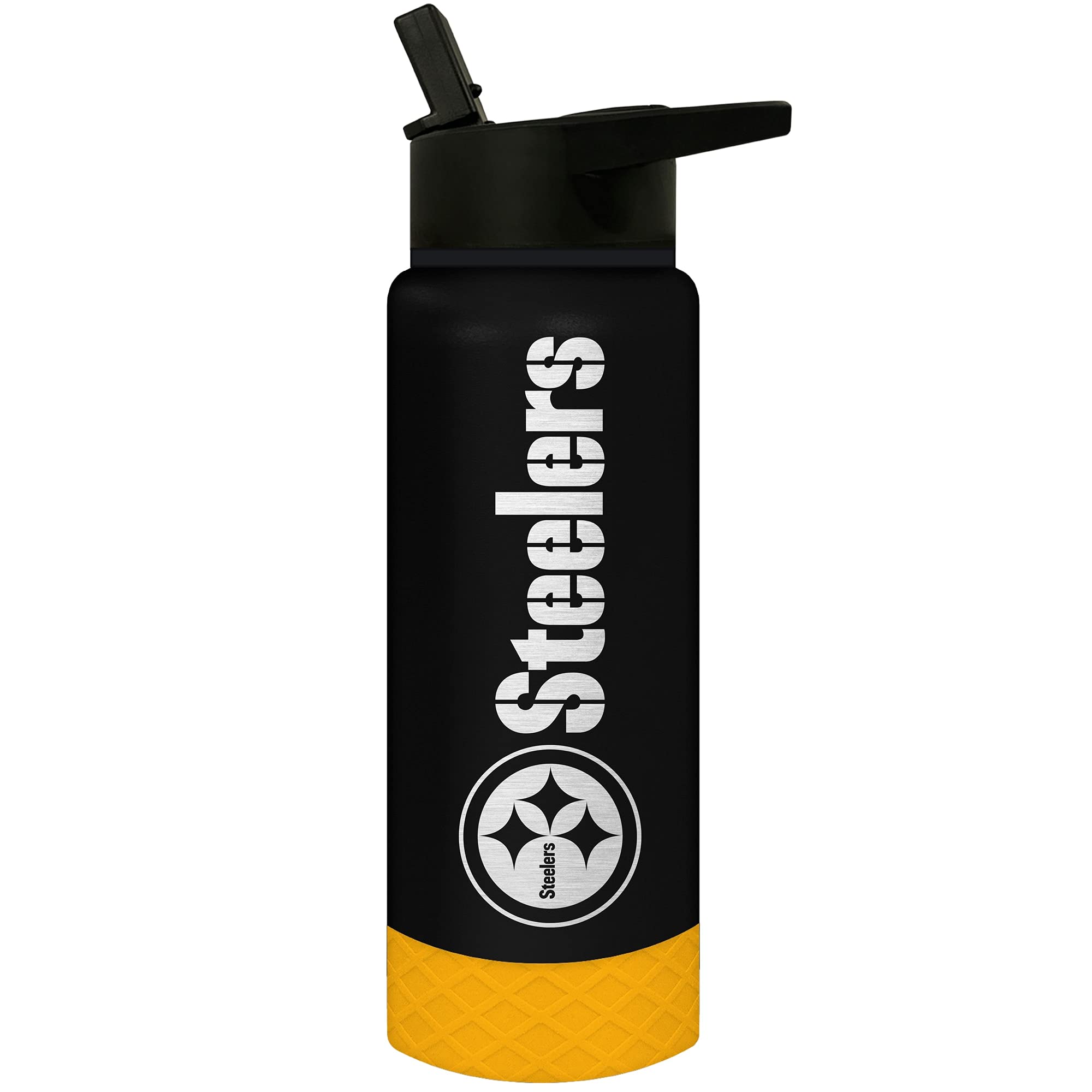 Pittsburgh Steelers 24oz Insulated Water Bottle - Stainless Steel Vacuum Flask for Hydration - Perfect for Football Games, Gym Workouts & Outdoor Activities