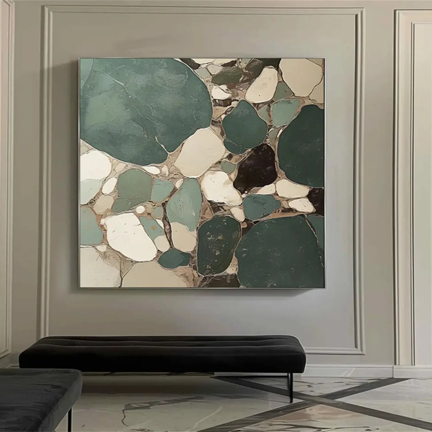 Blue & Green Abstract Wall Art Canvas Print #BG086 - Modern Home Decor for Living Room, Bedroom & Office