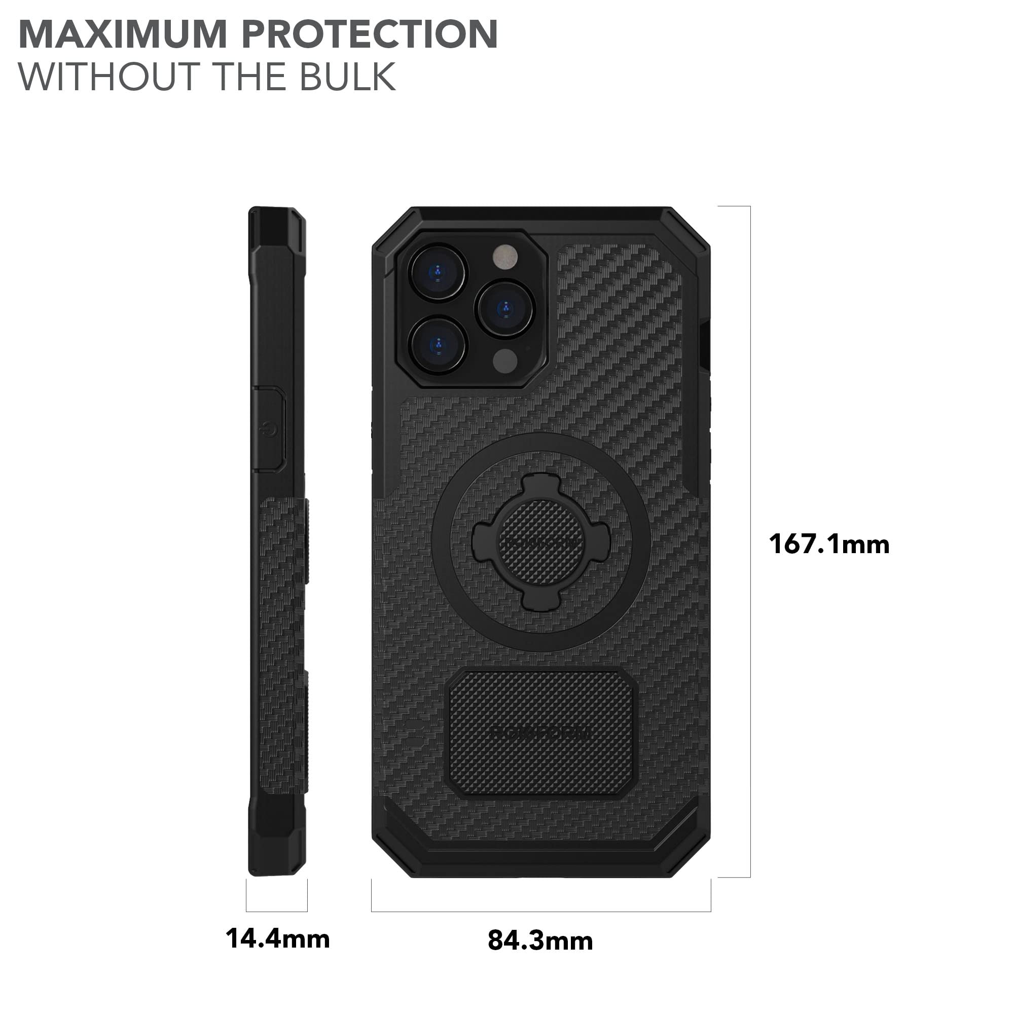 Rokform Rugged Series iPhone 13 Pro Max Case - Dual Magnet & MagSafe Compatible Protective Cover with RokLock Twist Lock | Drop Tested Armor (Black) | Perfect for Outdoor Adventures, Work & Travel Protection