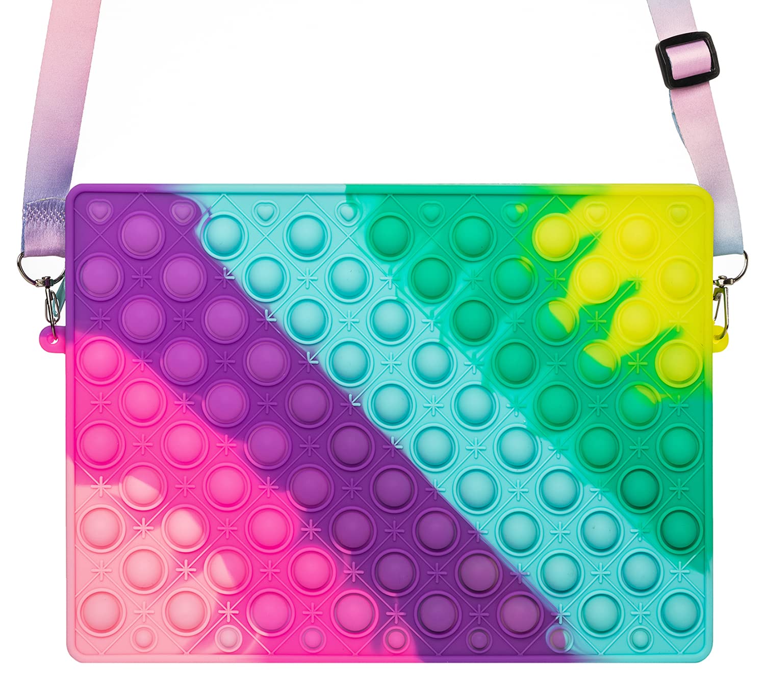 BYOQN Pop Fidget Purse for Girls - Push Bubble Popper Shoulder Bag, Crossbody Handbag for iPad & School Supplies - Stress Relief Toy for Kids, Teens & Adults - Perfect for School, Travel & Sensory Play